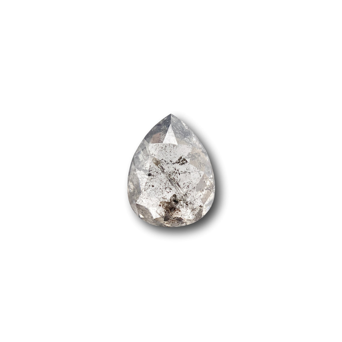 1.37ct | Salt &amp; Pepper Pear Shape Rose Cut Diamond - Modern Rustic Diamond