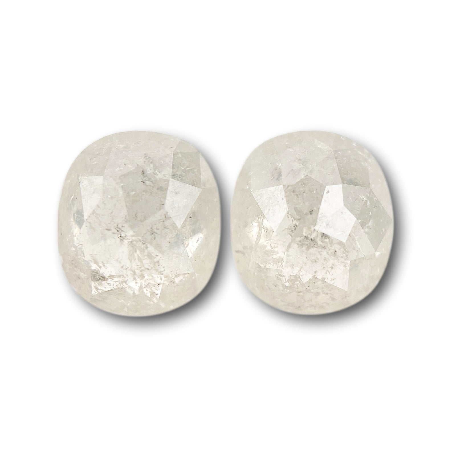 2.37cttw | Rustic  Cushion Shape Rose Cut Diamond Matched Pair - Modern Rustic Diamond