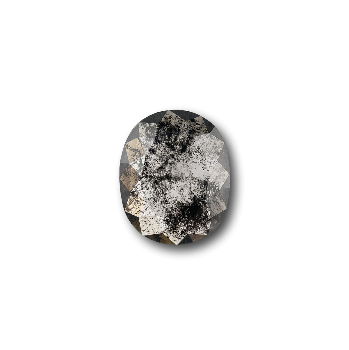 1.95ct | Salt &amp; Pepper Oval Shape Rose Cut Diamond - Modern Rustic Diamond