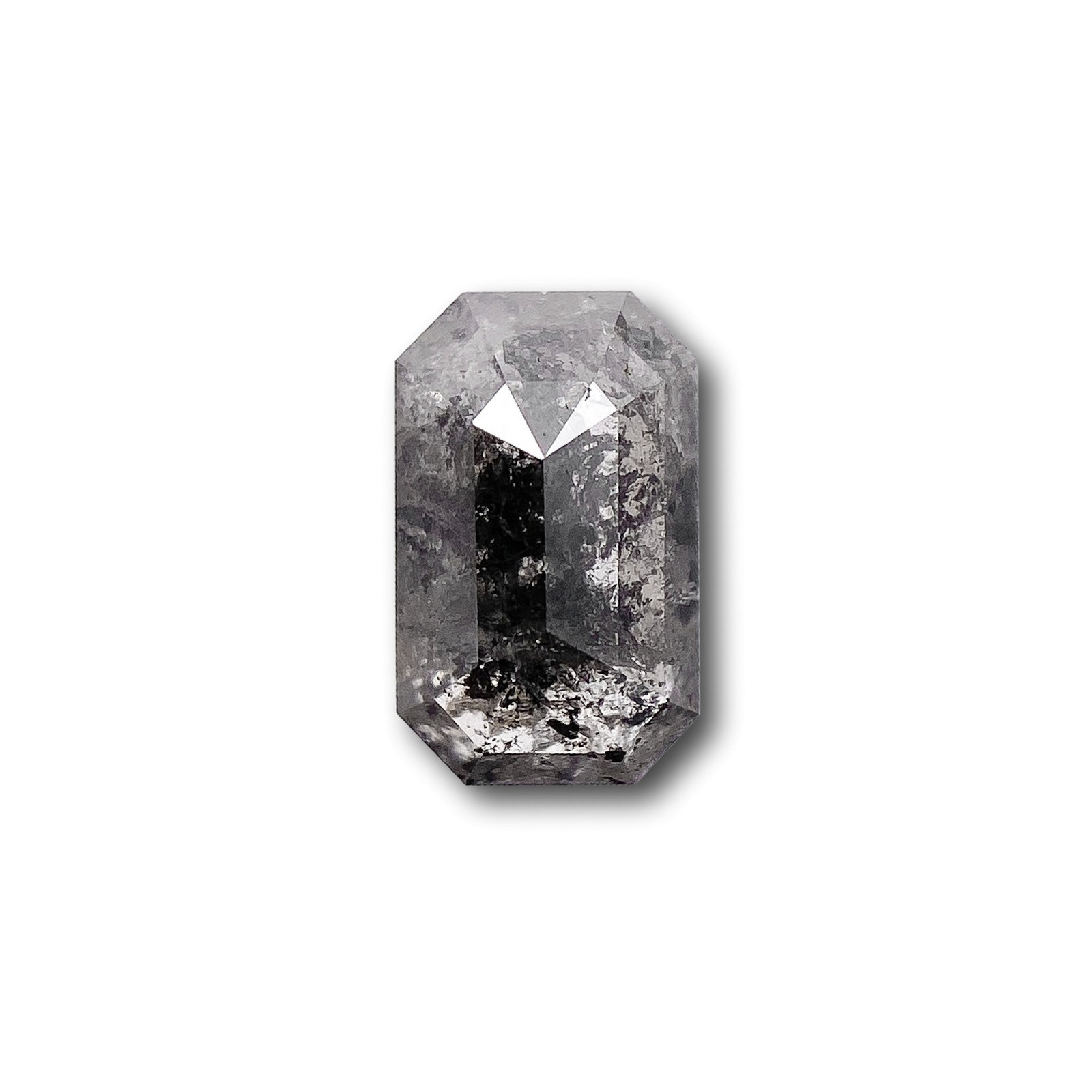 0.79ct | Salt & Pepper Emerald Shape Step Cut Diamond - Modern Rustic Diamond