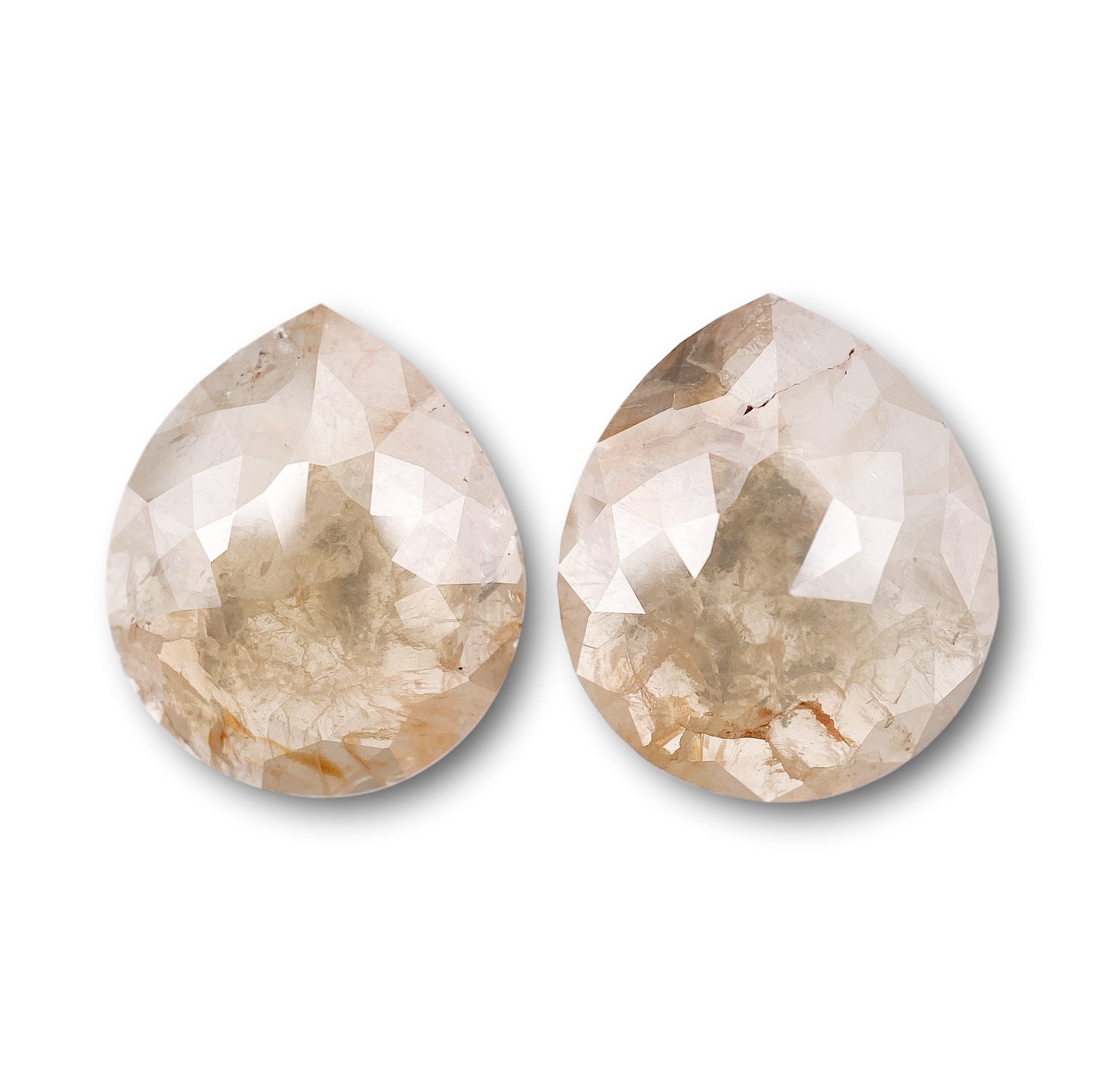 5.94cttw | Salt & Pepper Pear Shape Rose Cut Diamond Matched Pair - Modern Rustic Diamond