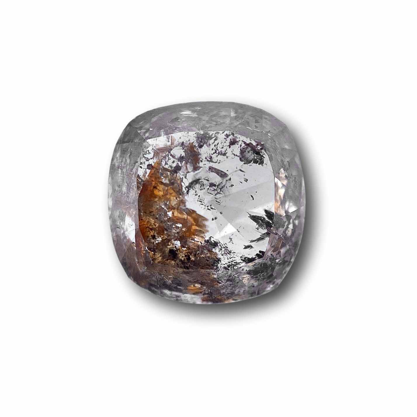 1.36ct | Salt & Pepper Cushion Shape Rose Cut Diamond - Modern Rustic Diamond
