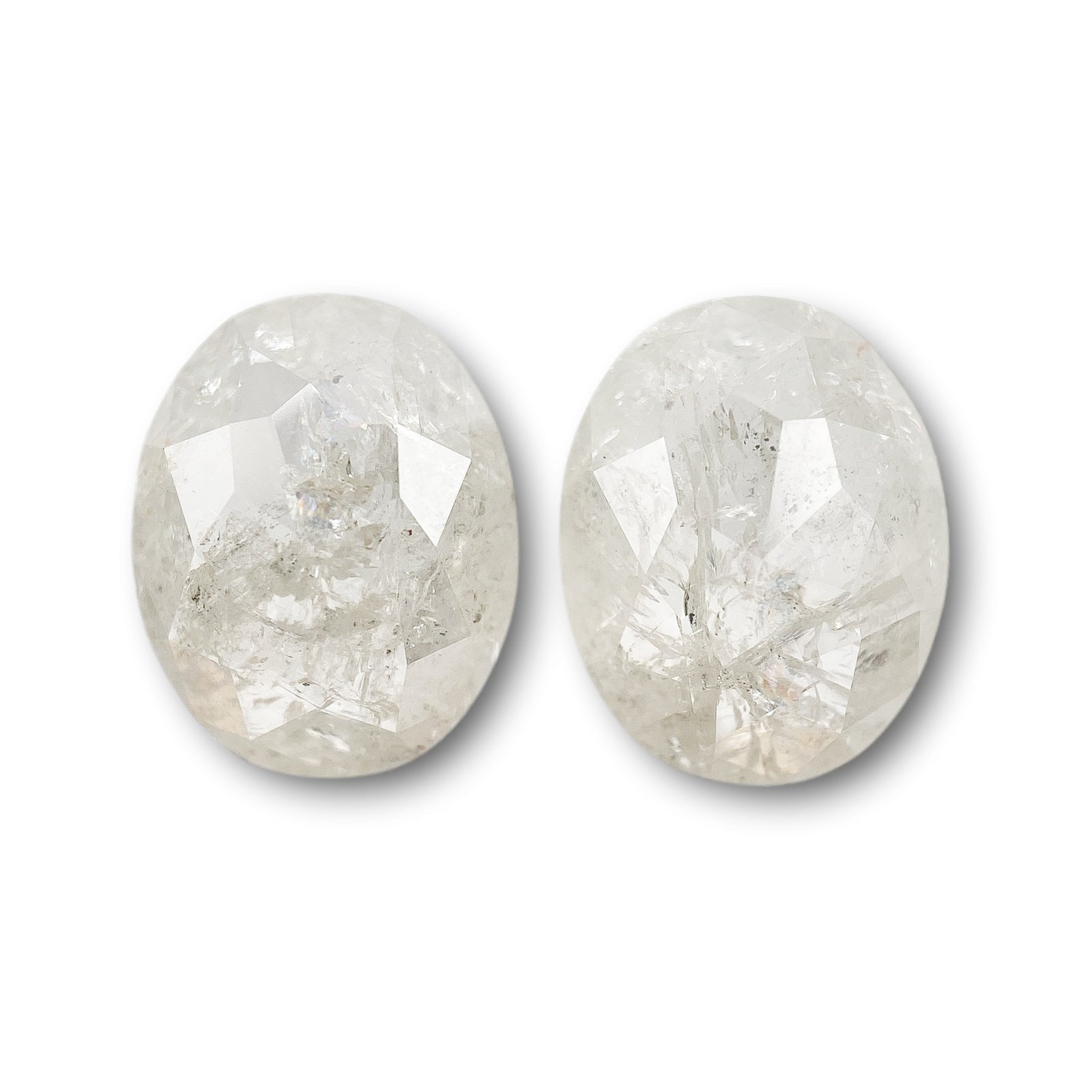 3.15cttw | Rustic Oval Shape Rose Cut Diamond Matched Pair - Modern Rustic Diamond