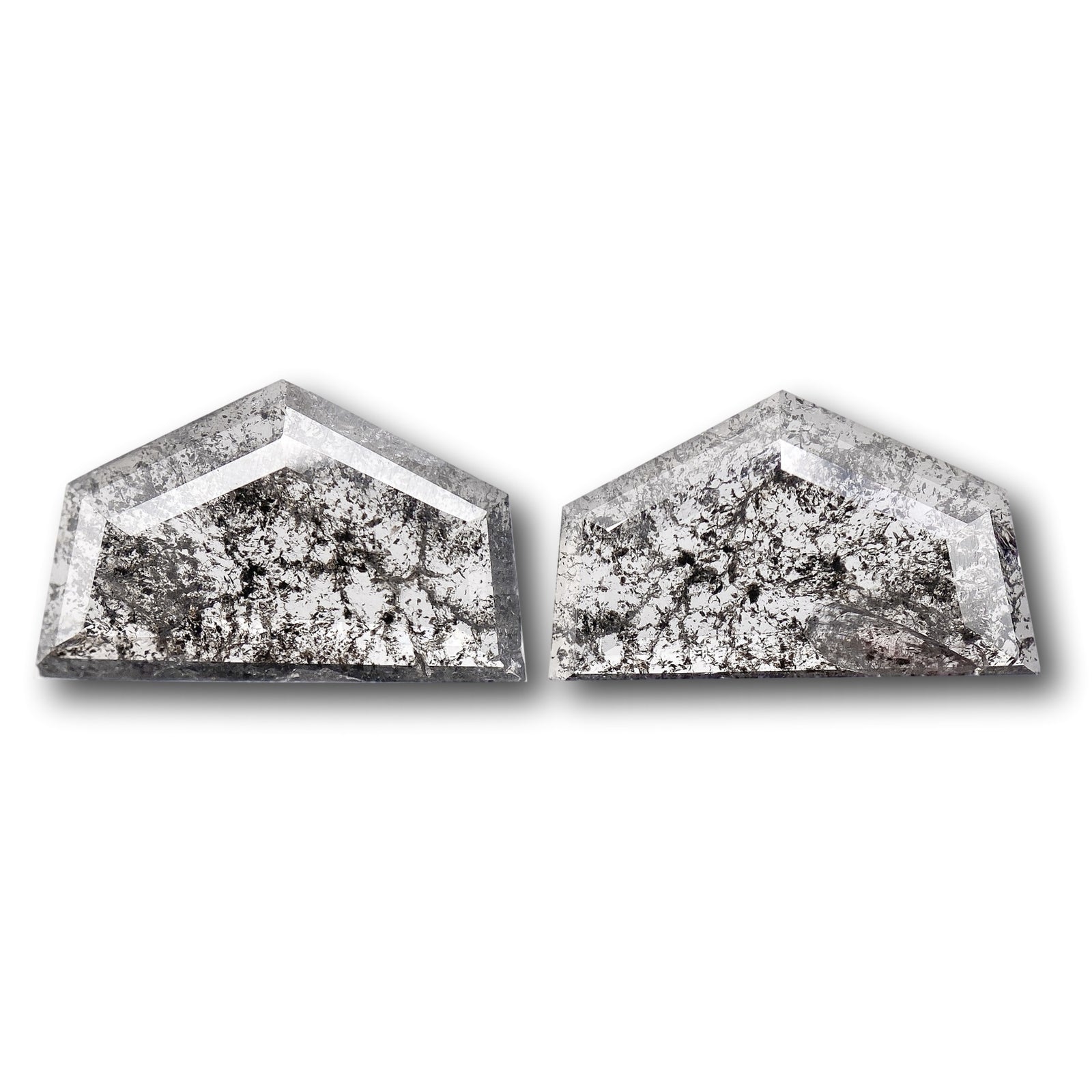 2.28cttw | Rustic Shield Shape Rose Cut Diamond Matched Pair - Modern Rustic Diamond