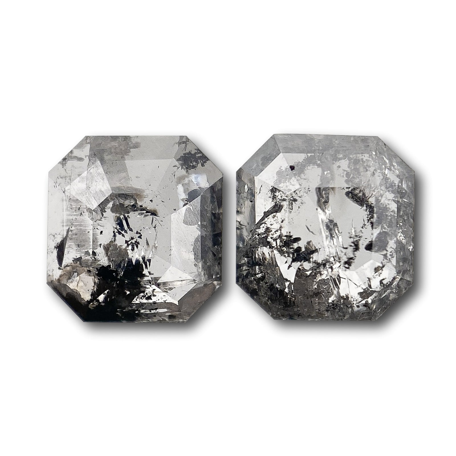 0.96cttw | Rustic  Asscher Shape Step Cut Diamond Matched Pair - Modern Rustic Diamond