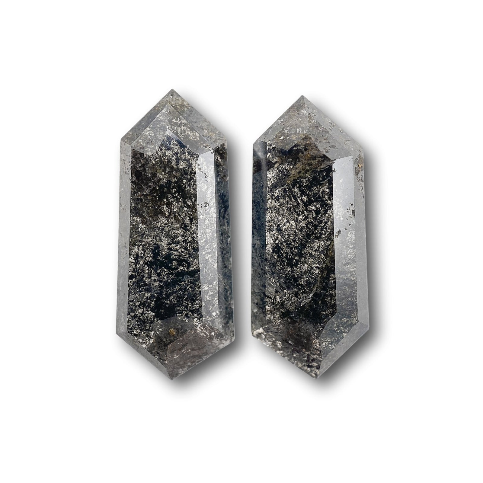 2.99cttw | Rustic  Hexagon Shape Rose Cut Diamond Matched Pair - Modern Rustic Diamond