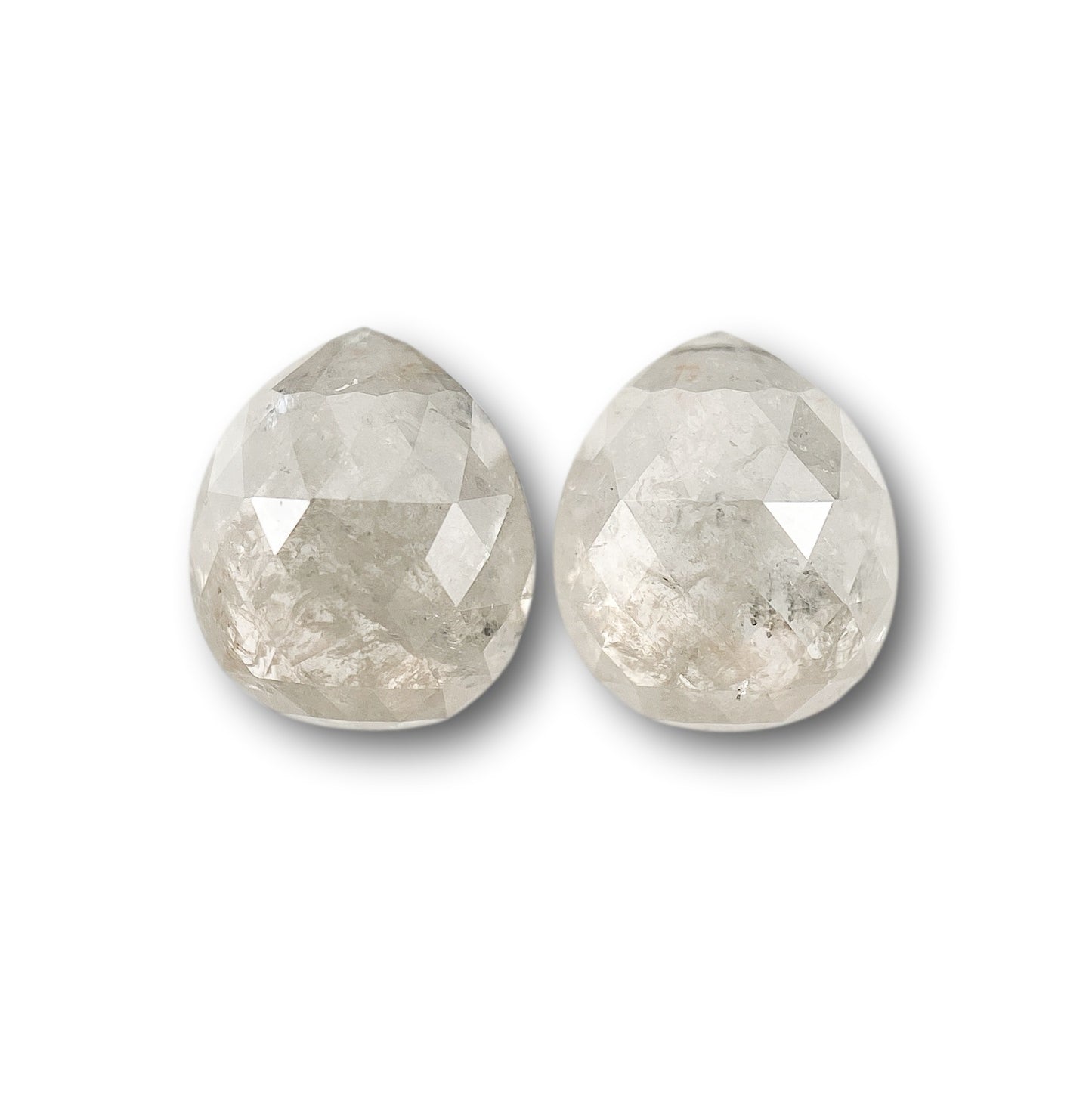 2.52cttw | Salt & Pepper Pear Shape Rose Cut Diamond Matched Pair - Modern Rustic Diamond