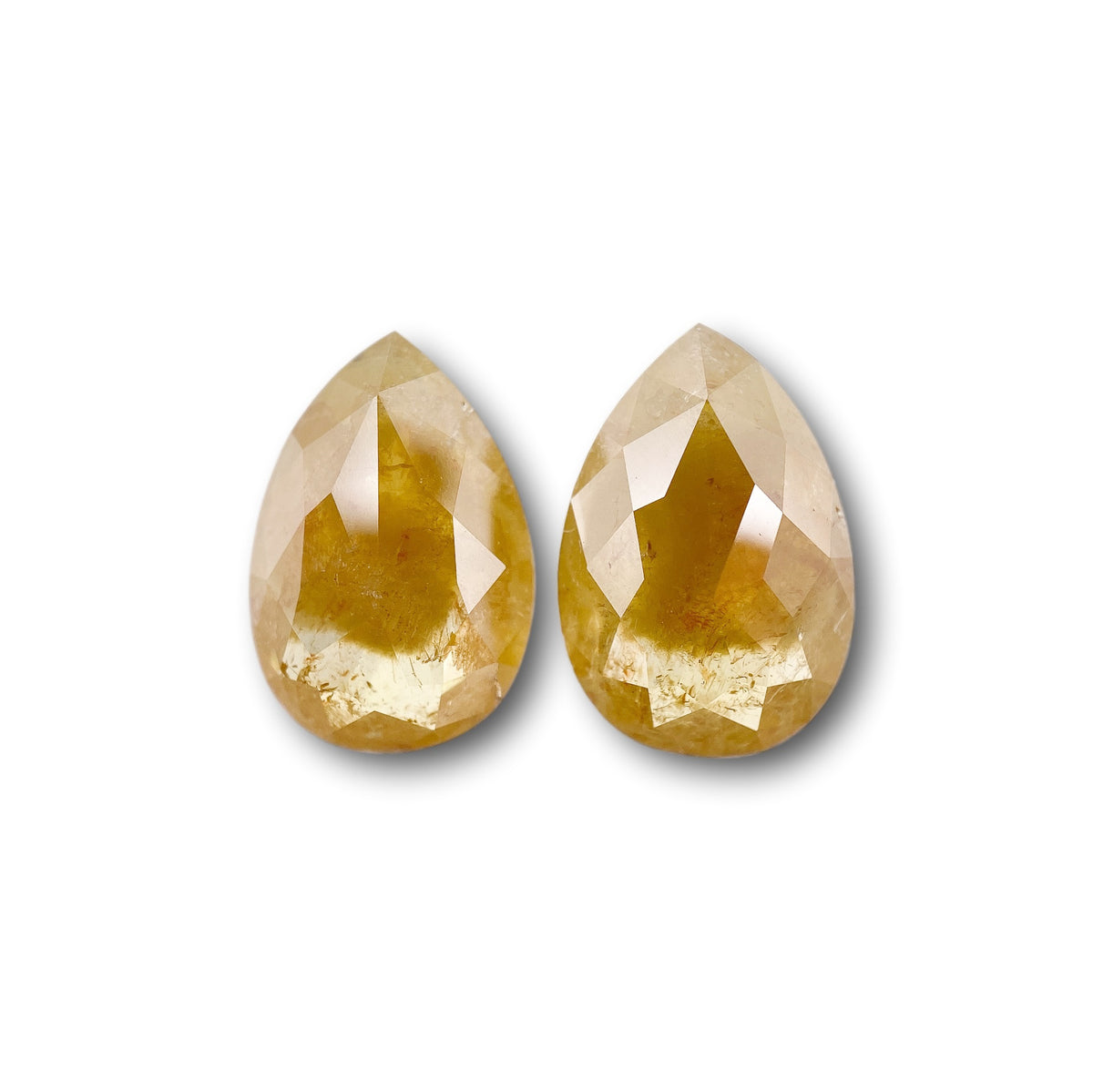 4.81cttw | Salt &amp; Pepper Pear Shape Rose Cut Diamond Matched Pair - Modern Rustic Diamond