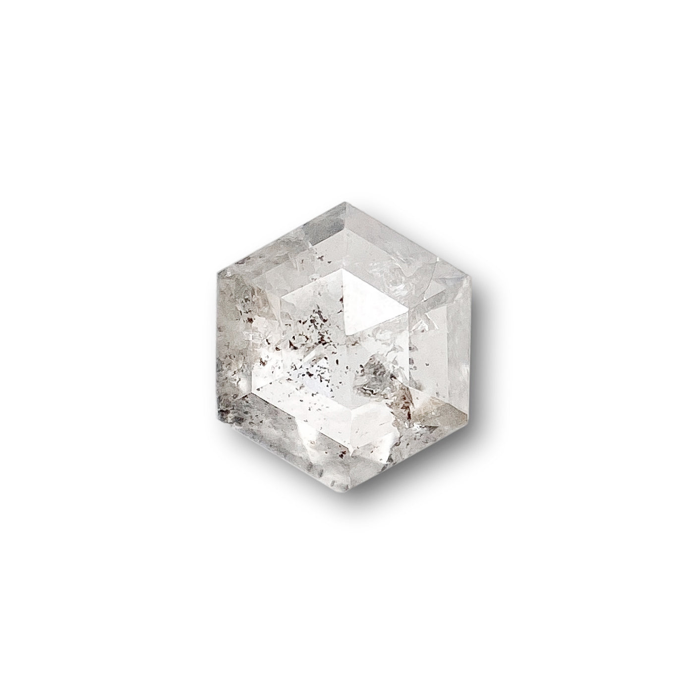 0.35ct | Salt & Pepper Hexagon Shape Rose Cut Diamond - Modern Rustic Diamond