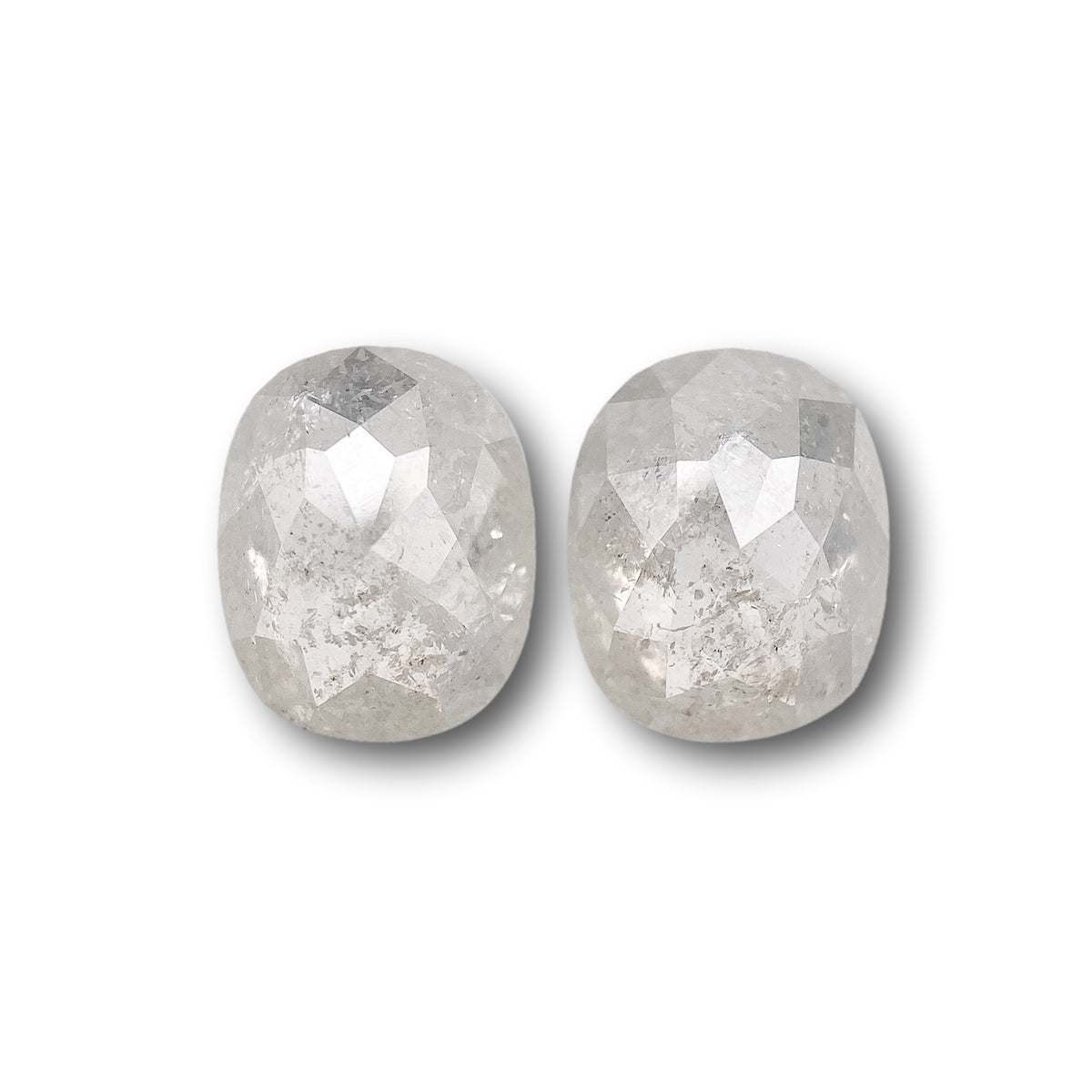 1.98cttw | Rustic Oval Shape Rose Cut Diamond Matched Pair - Modern Rustic Diamond