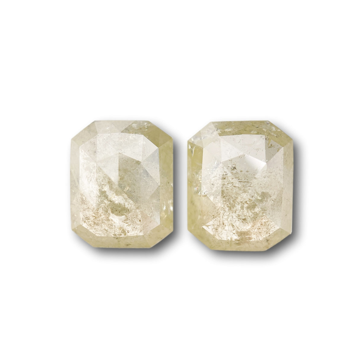 4.29cttw | Salt &amp; Pepper Emerald Shape Rose Cut Diamond Matched Pair - Modern Rustic Diamond