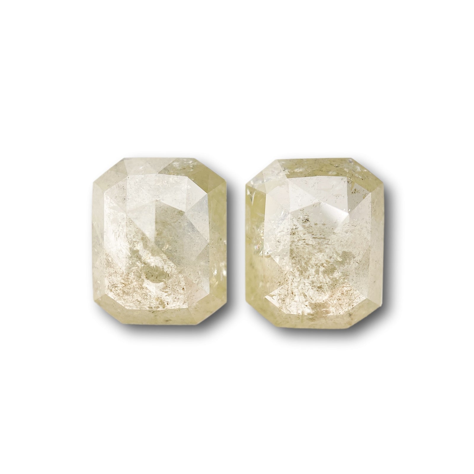 4.29cttw | Salt & Pepper Emerald Shape Rose Cut Diamond Matched Pair - Modern Rustic Diamond