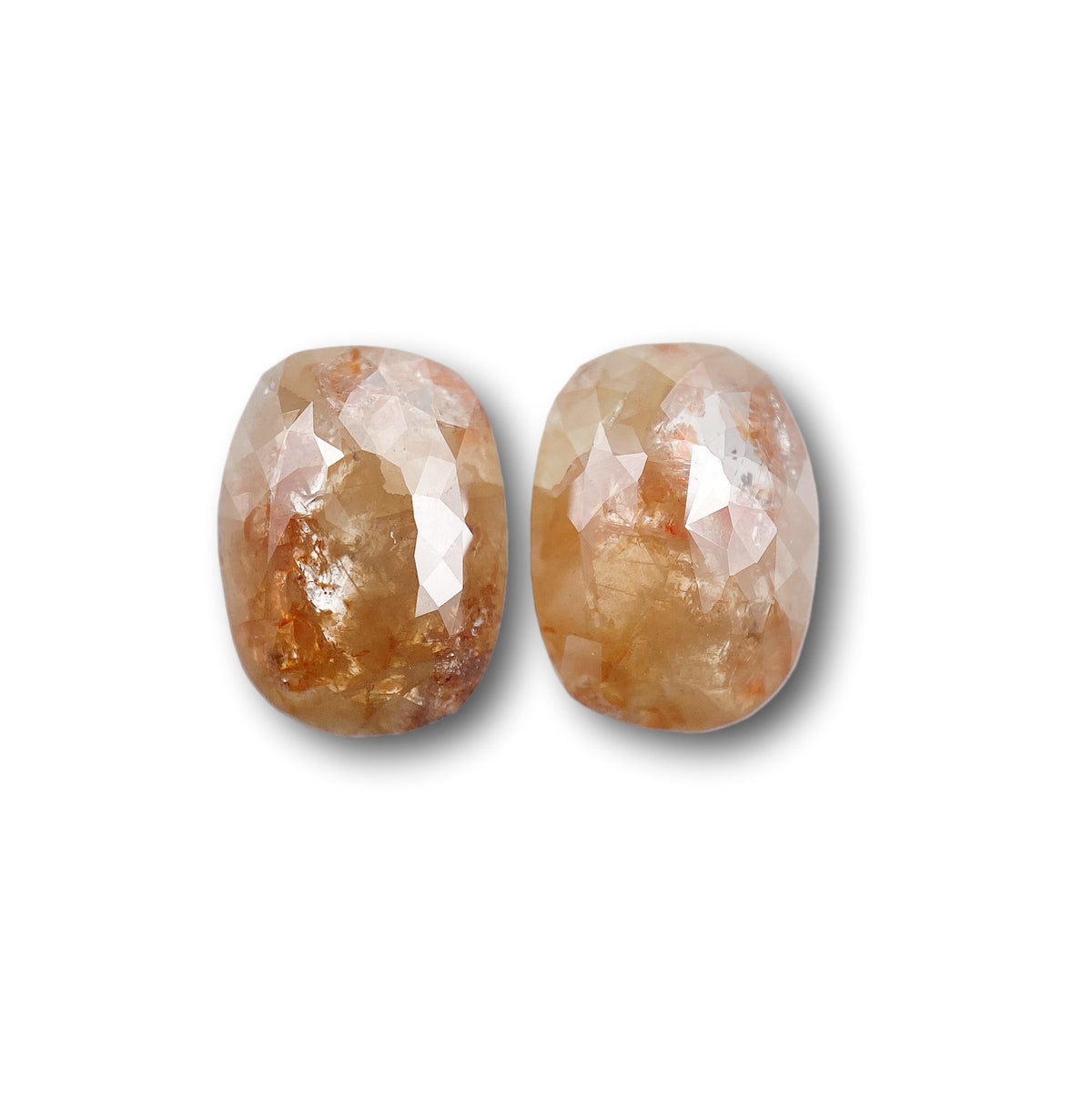 3.90cttw | Salt &amp; Pepper Cushion Shape Rose Cut Diamond Matched Pair - Modern Rustic Diamond