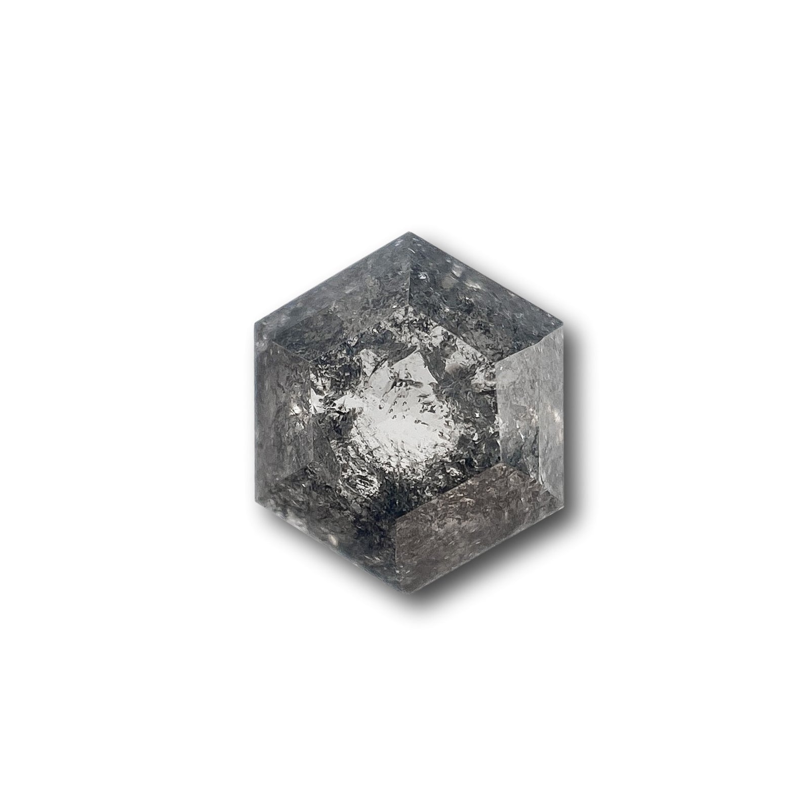 0.93ct | Salt & Pepper Hexagon Shape Rose Cut Diamond - Modern Rustic Diamond