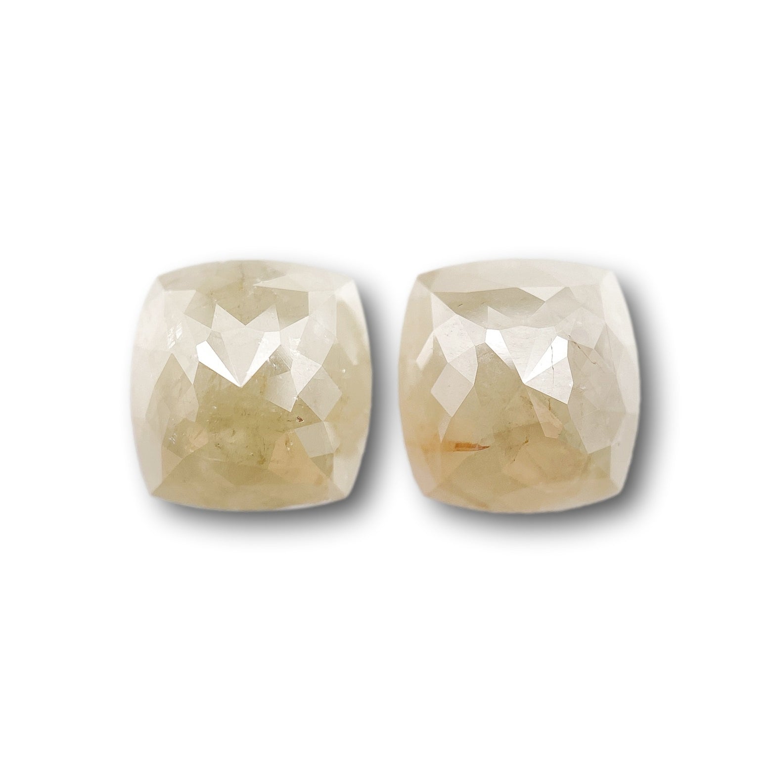 3.14cttw | Salt & Pepper Cushion Shape Rose Cut Diamond Matched Pair - Modern Rustic Diamond