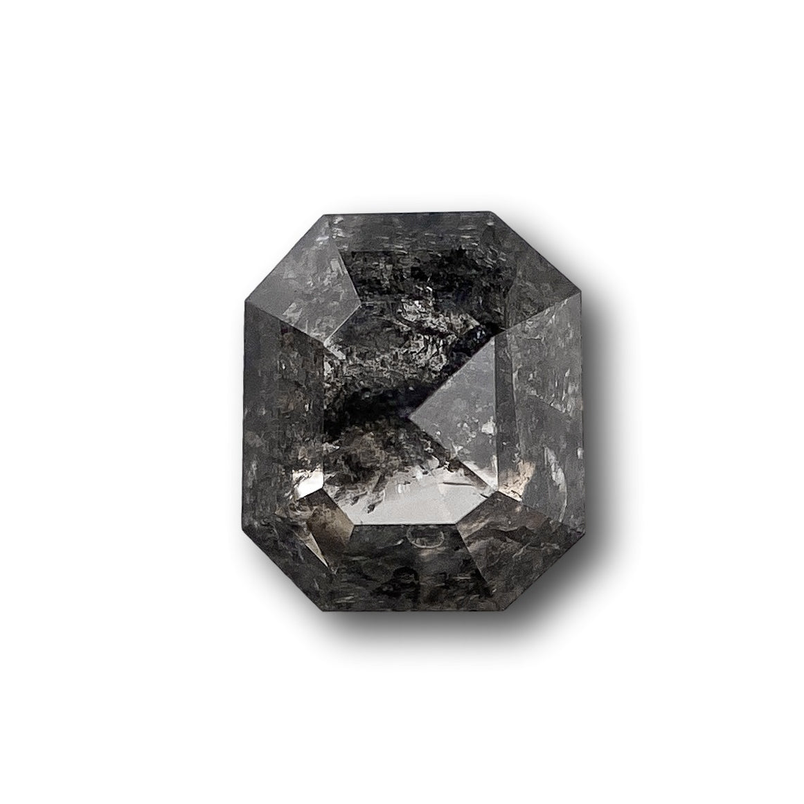 0.79ct | Salt &amp; Pepper Emerald Shape Step Cut Diamond - Modern Rustic Diamond