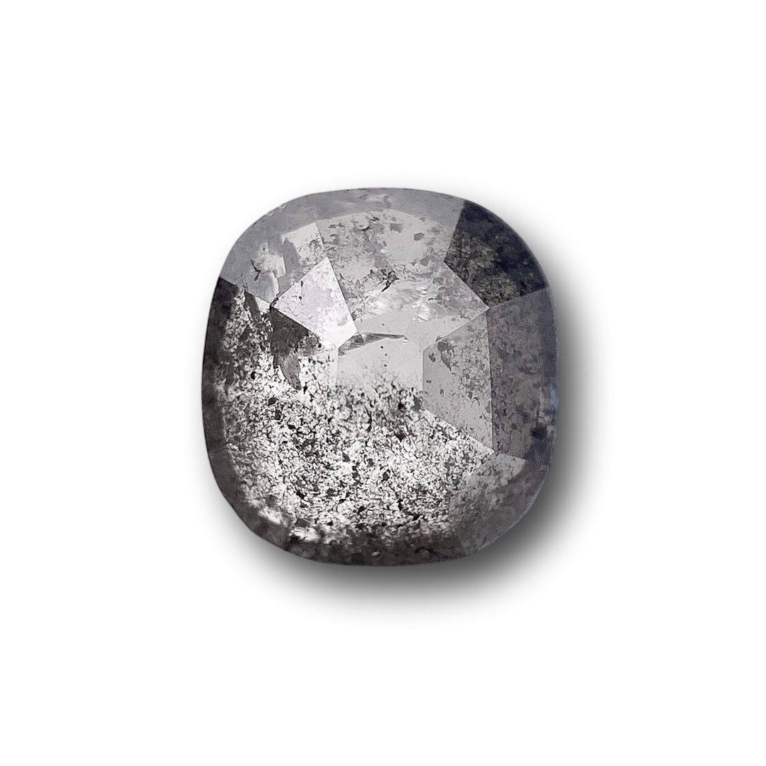 0.79ct | Salt & Pepper Cushion Shape Rose Cut Diamond - Modern Rustic Diamond