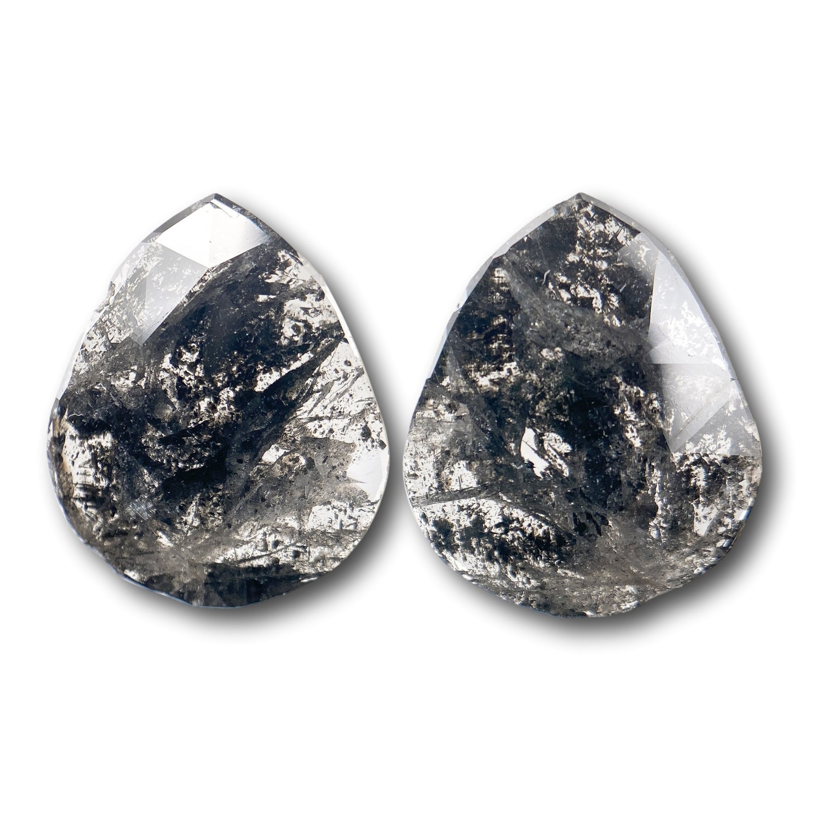 4.00cttw | Rstc  Pear Shape Rose Cut Diamond Matched Pair - Modern Rustic Diamond