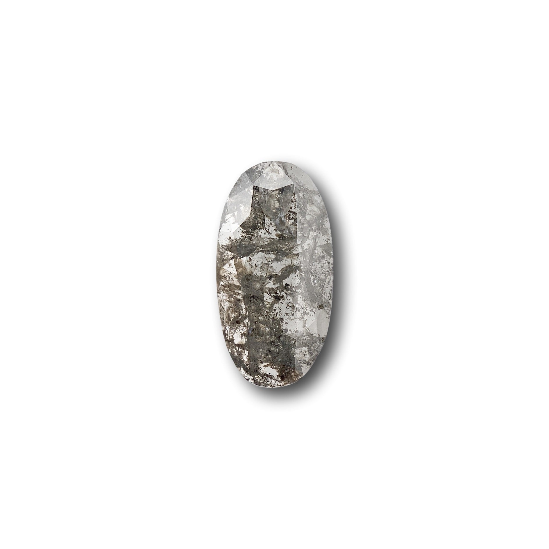 1.45ct | Salt & Pepper Oval Shape Rose Cut Diamond - Modern Rustic Diamond