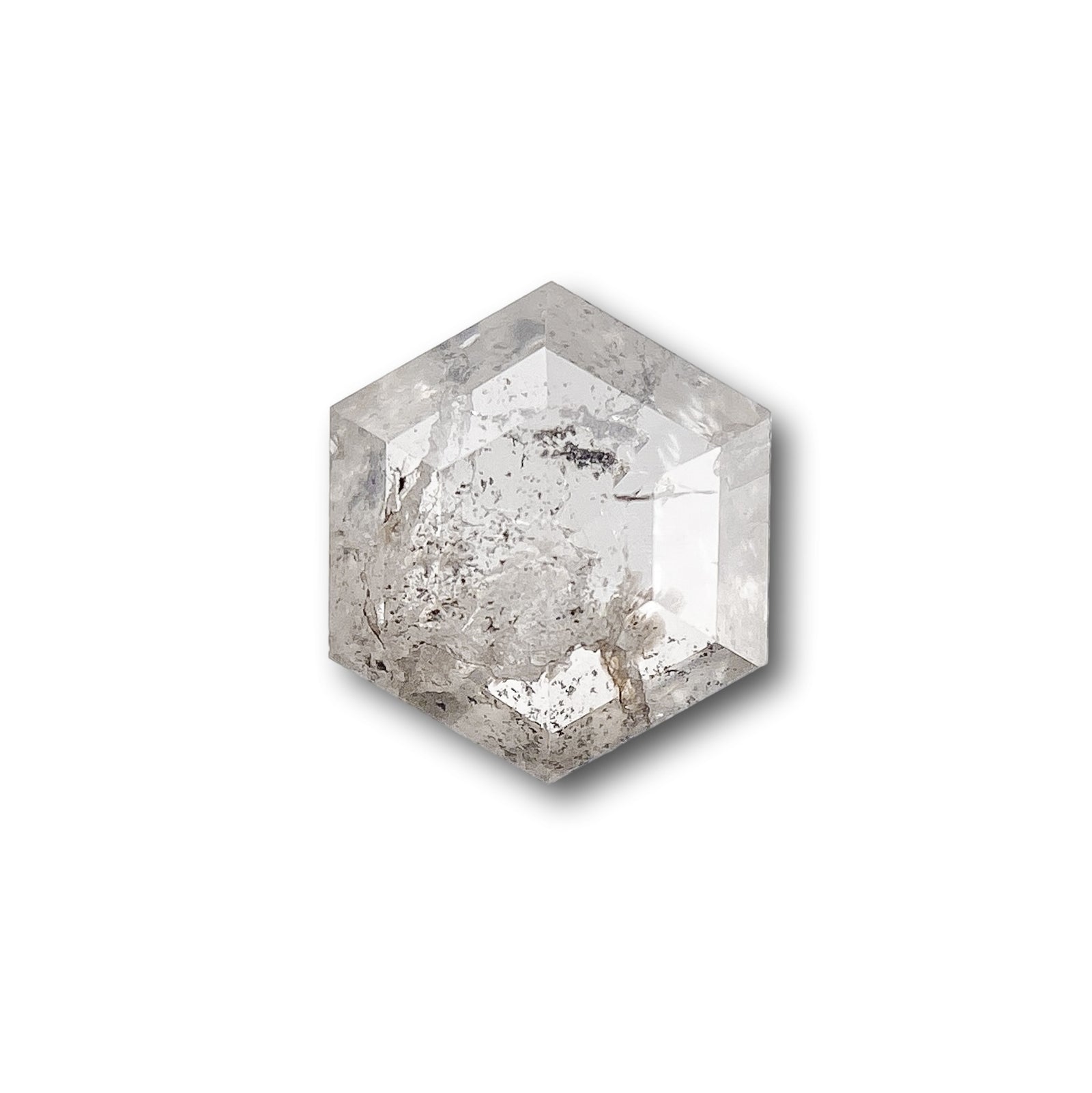 0.55ct | Salt & Pepper Hexagon Shape Rose Cut Diamond - Modern Rustic Diamond