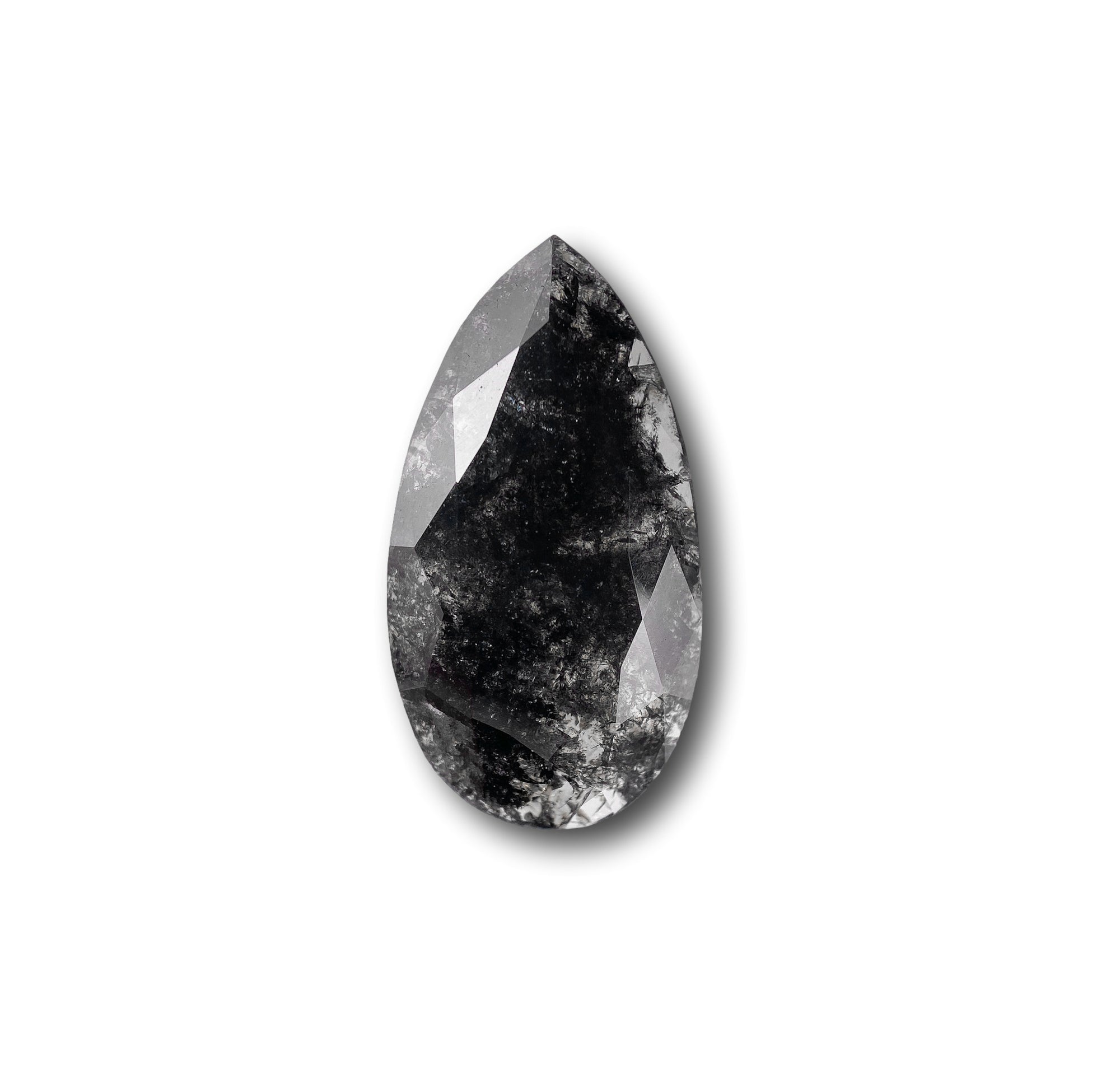 4.02ct | Salt & Pepper Pear Shape Rose Cut Diamond - Modern Rustic Diamond