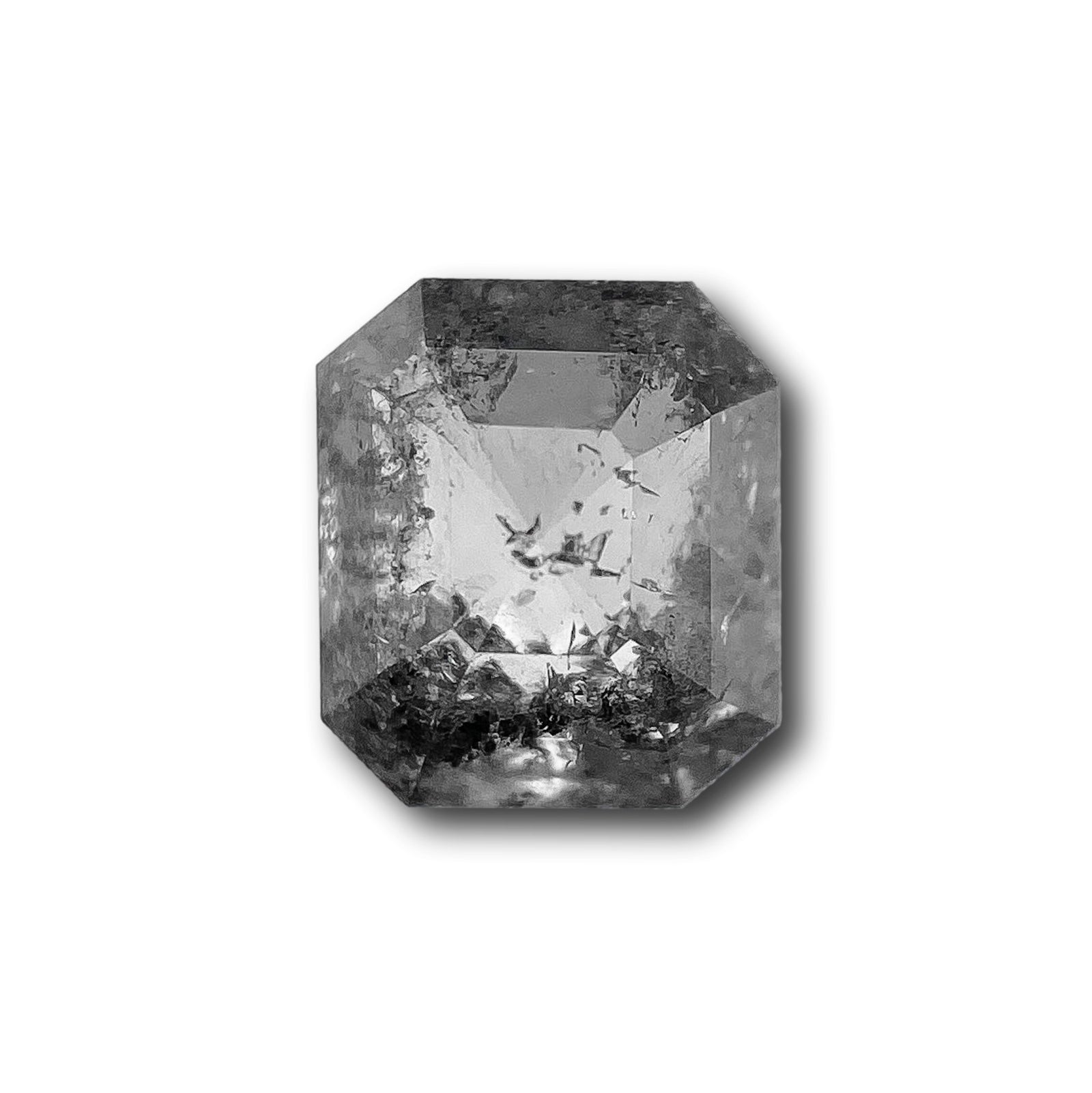 0.88ct | Salt & Pepper Emerald Shape Brilliant Cut Diamond - Modern Rustic Diamond