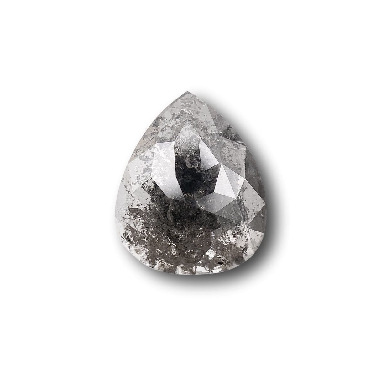 1.19ct | Salt &amp; Pepper Pear Shape Rose Cut Diamond - Modern Rustic Diamond