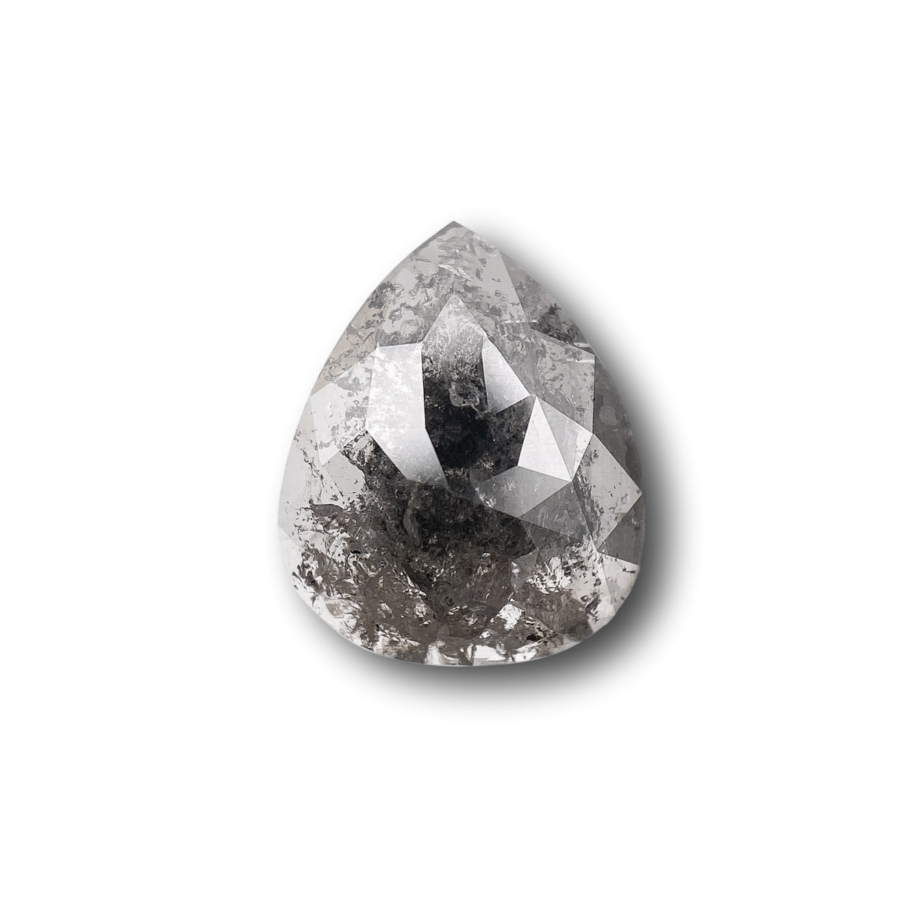 1.19ct | Salt & Pepper Pear Shape Rose Cut Diamond - Modern Rustic Diamond