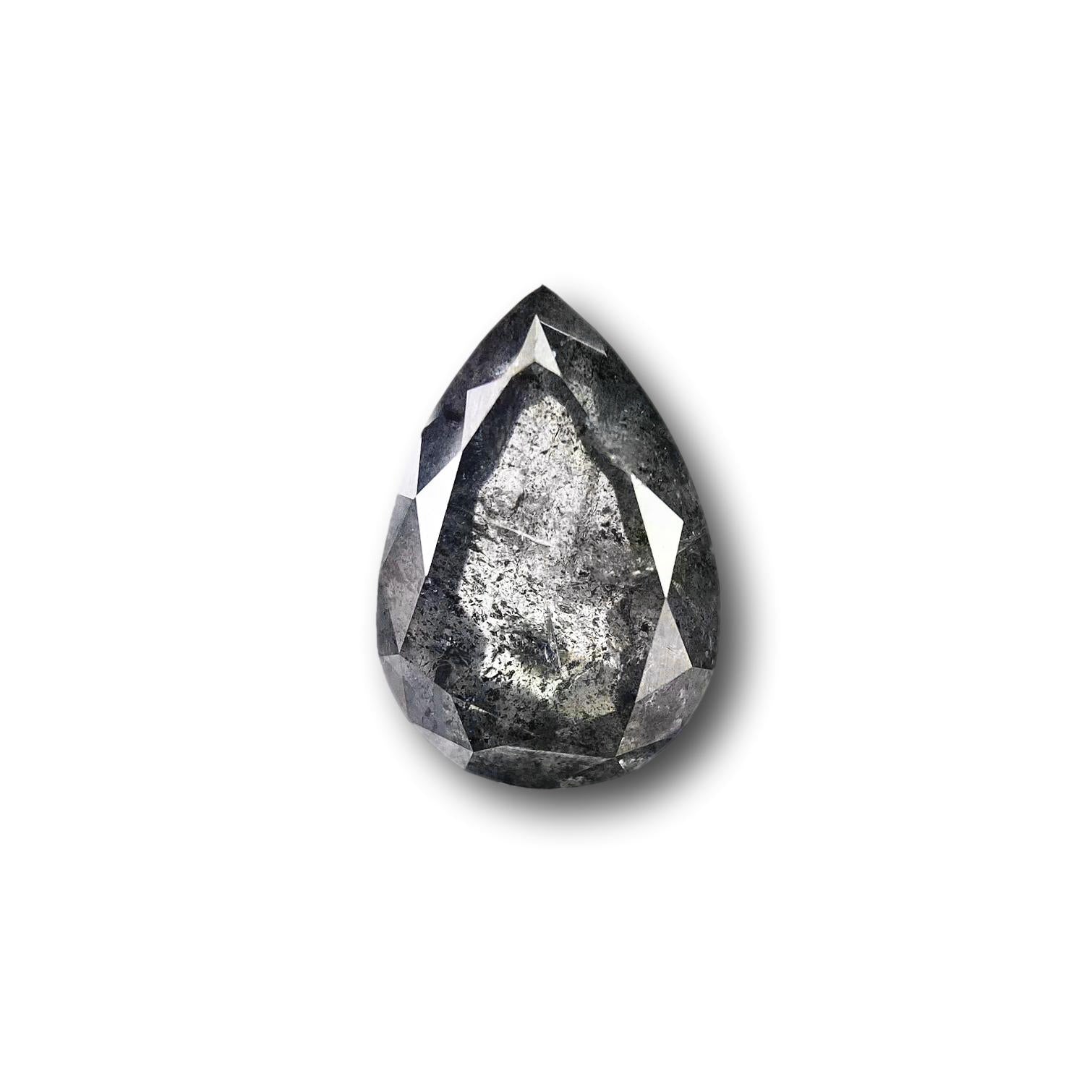 1.42ct | Salt & Pepper Pear Shape Brilliant Cut Diamond - Modern Rustic Diamond