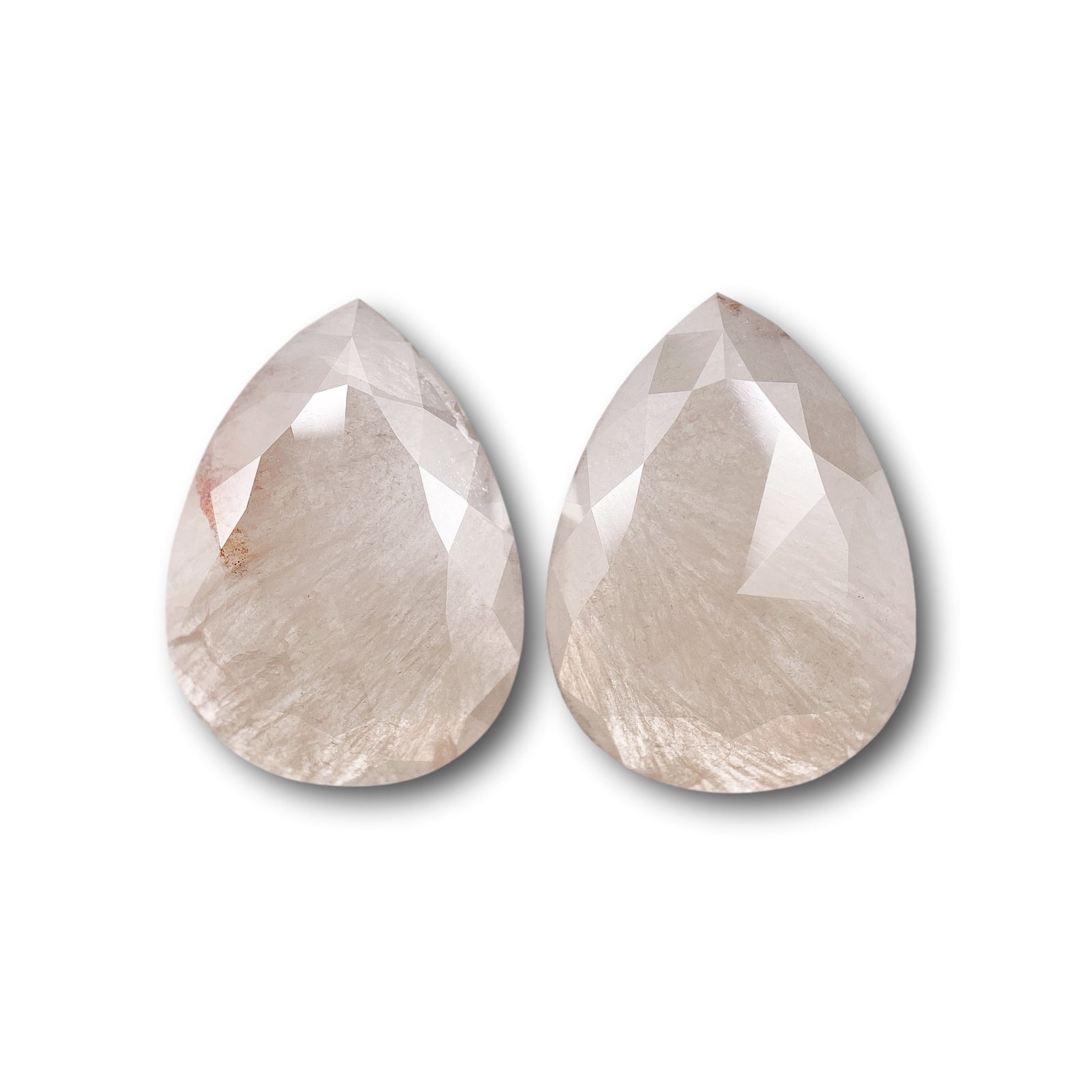 6.84cttw | Salt & Pepper Pear Shape Rose Cut Diamond Matched Pair - Modern Rustic Diamond