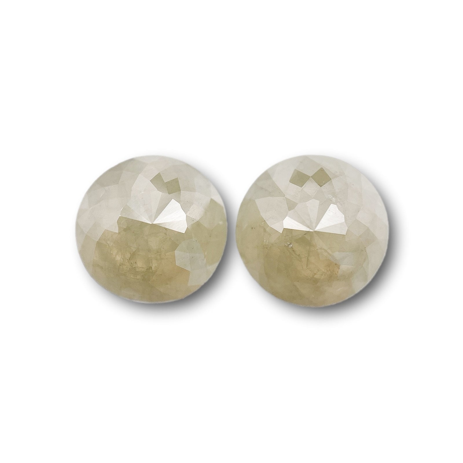 3.75cttw | Salt & Pepper Round Shape Rose Cut Diamond Matched Pair - Modern Rustic Diamond