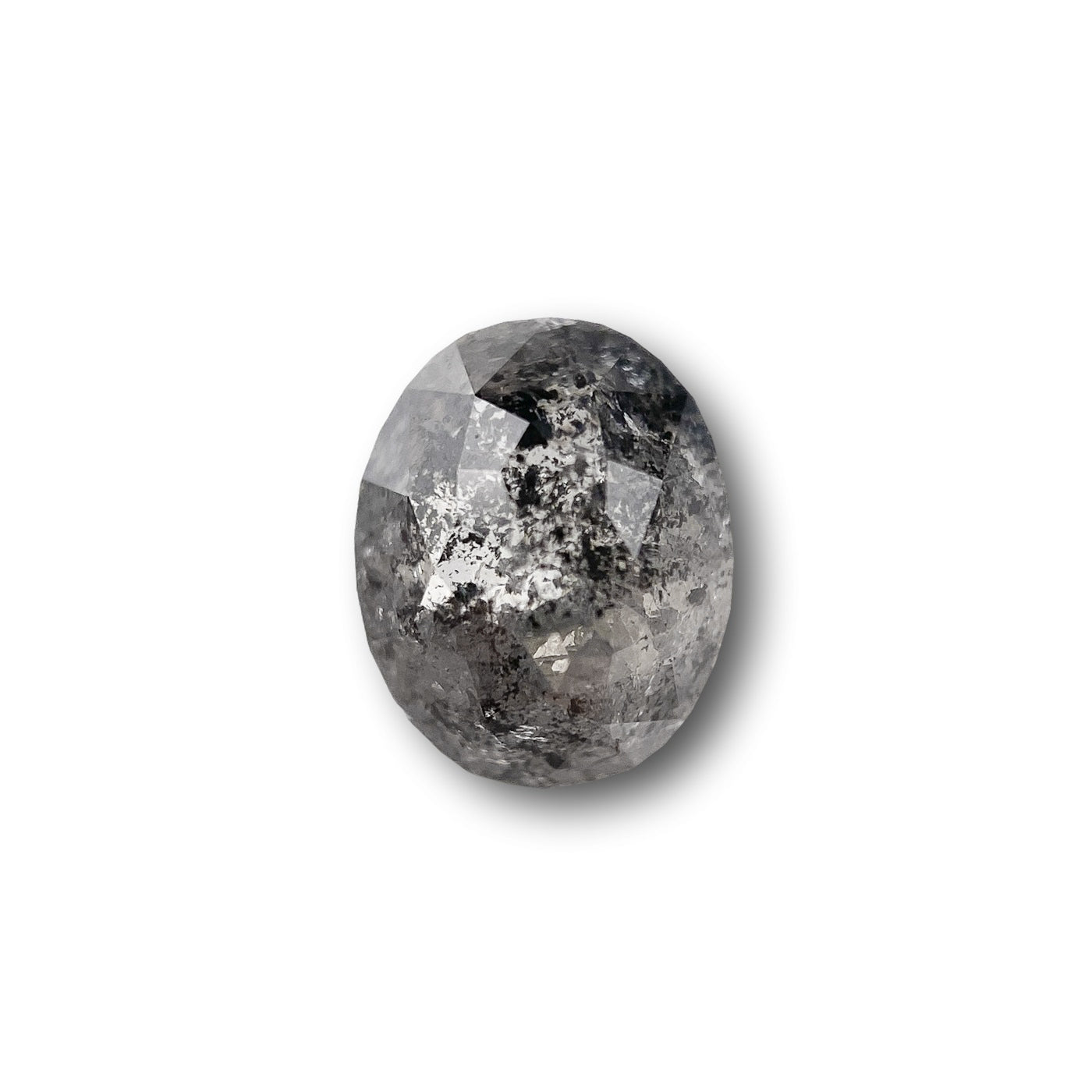 0.93ct | Salt & Pepper Oval Shape Rose Cut Diamond - Modern Rustic Diamond