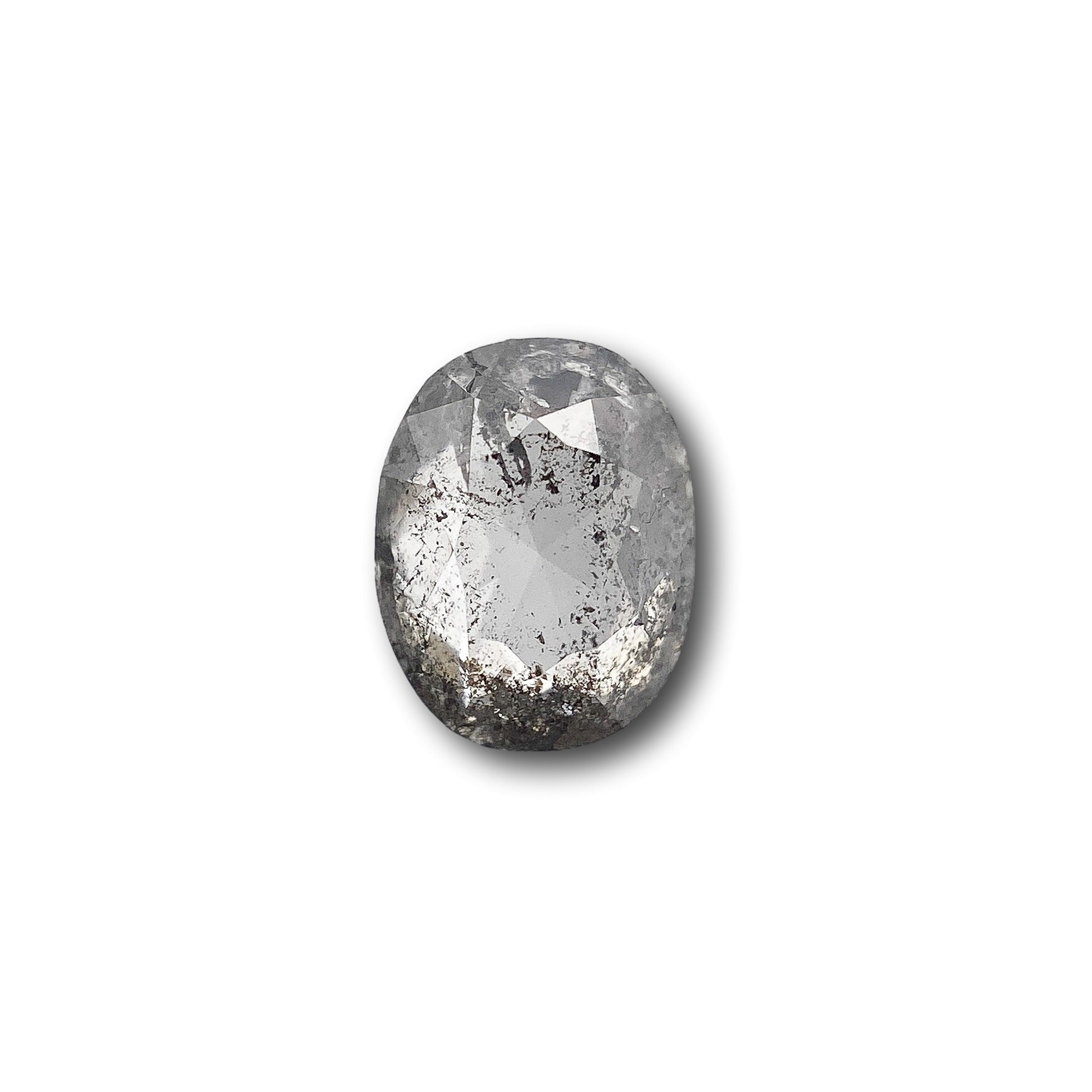 0.77ct | Salt & Pepper Oval Shape Rose Cut Diamond - Modern Rustic Diamond