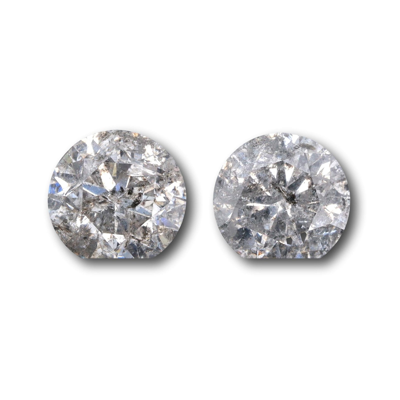 0.98cttw | Salt & Pepper Round Shape Rose Cut Diamond Matched Pair - Modern Rustic Diamond