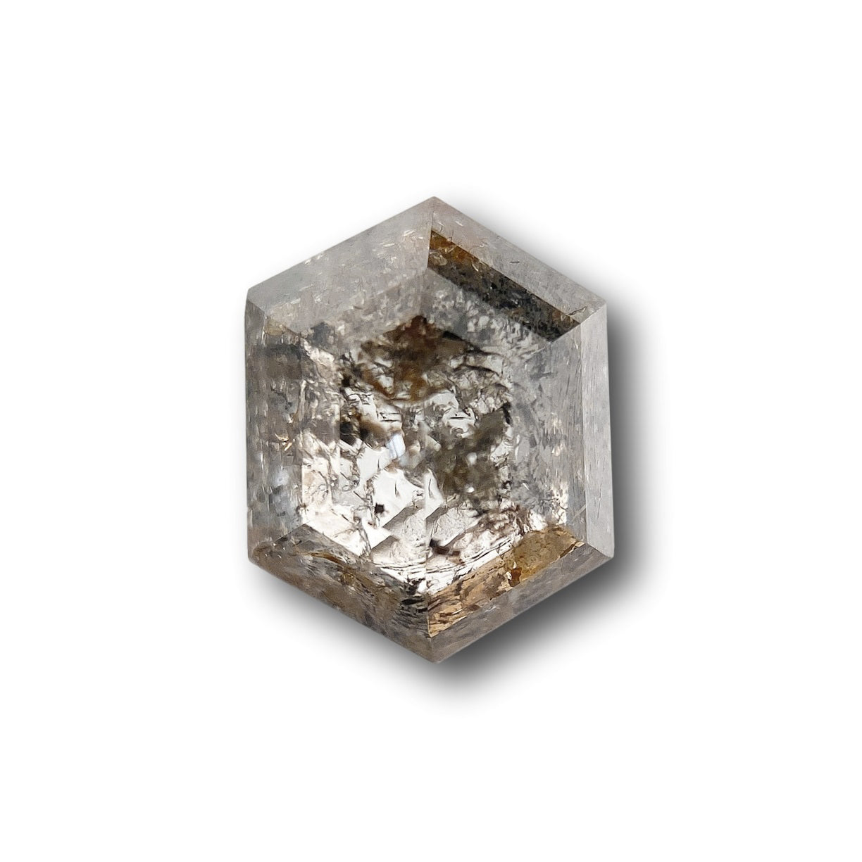 1.25ct | Salt & Pepper Hexagon Shape Rose Cut Diamond - Modern Rustic Diamond
