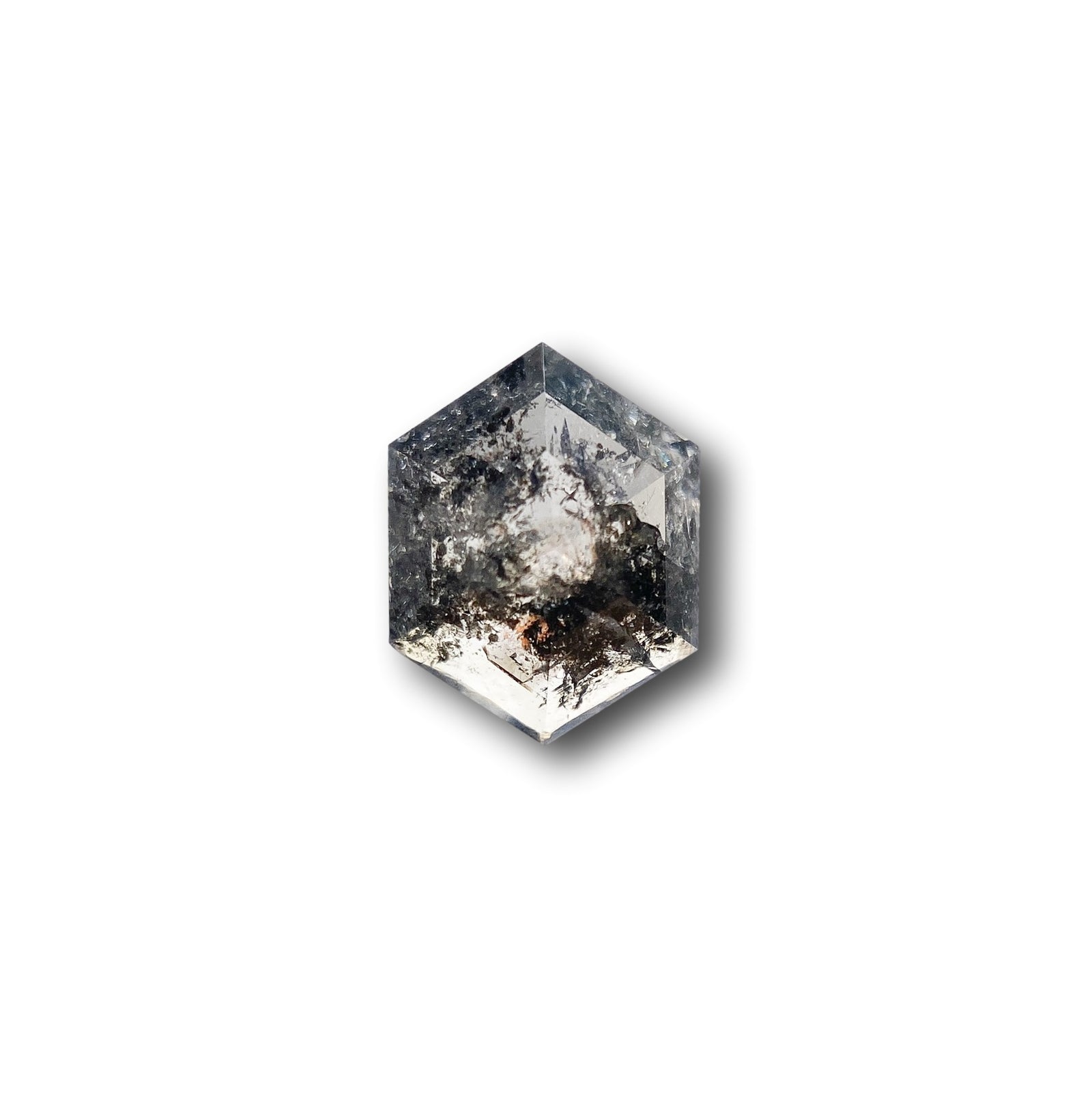 0.85ct | Salt & Pepper Hexagon Shape Rose Cut Diamond - Modern Rustic Diamond