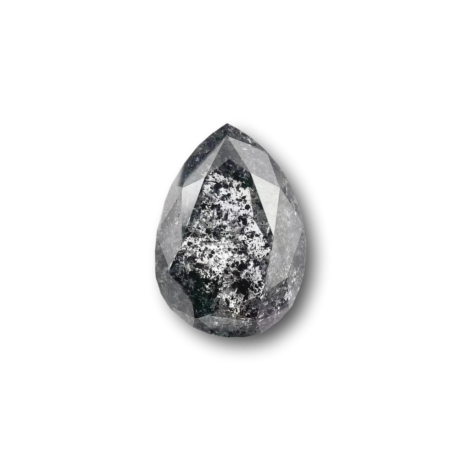 2.22ct | Salt & Pepper Pear Shape Rose Cut Diamond - Modern Rustic Diamond