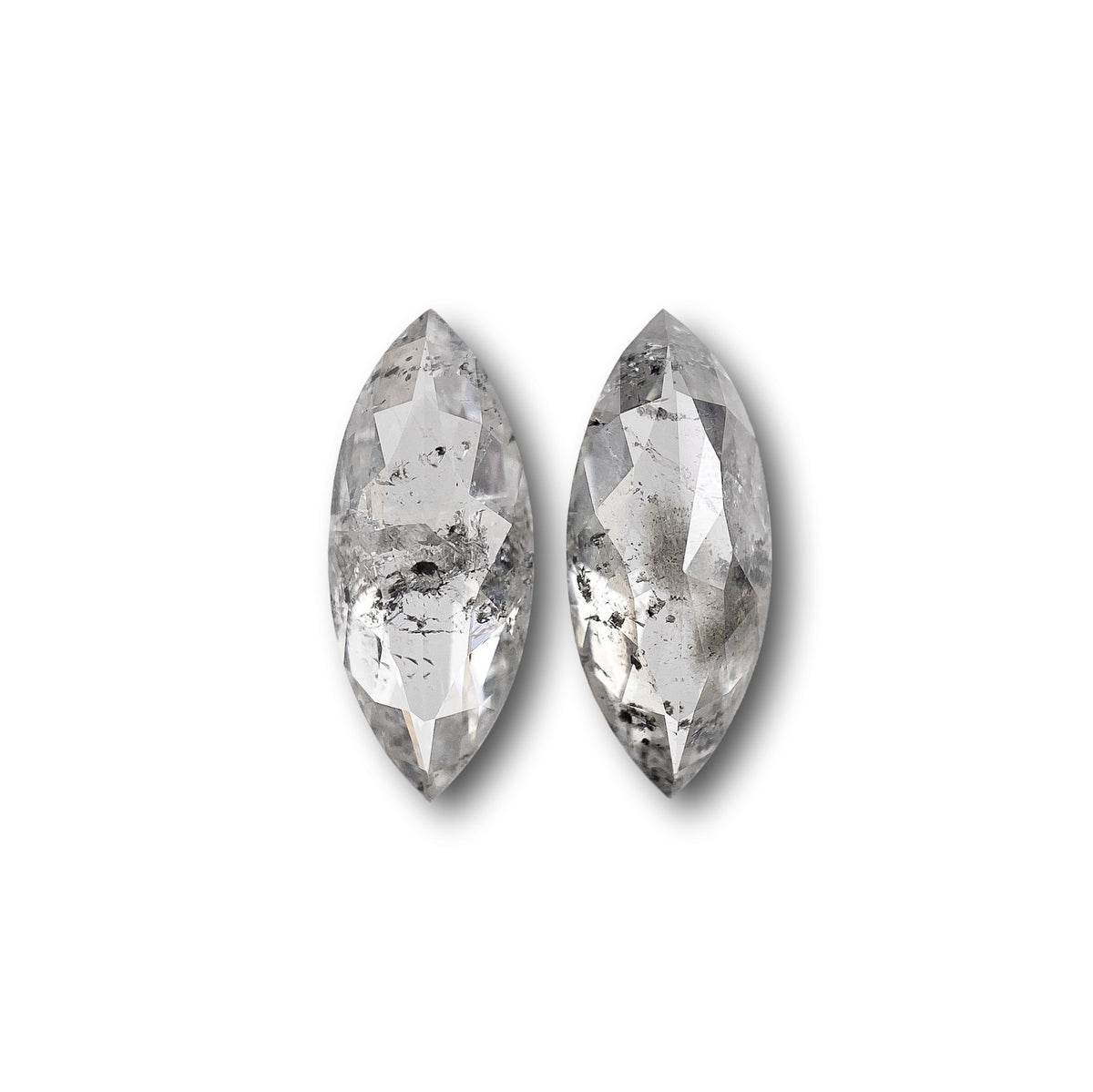 1.69cttw | Rustic Marquise Shape Rose Cut Diamond Matched Pair - Modern Rustic Diamond