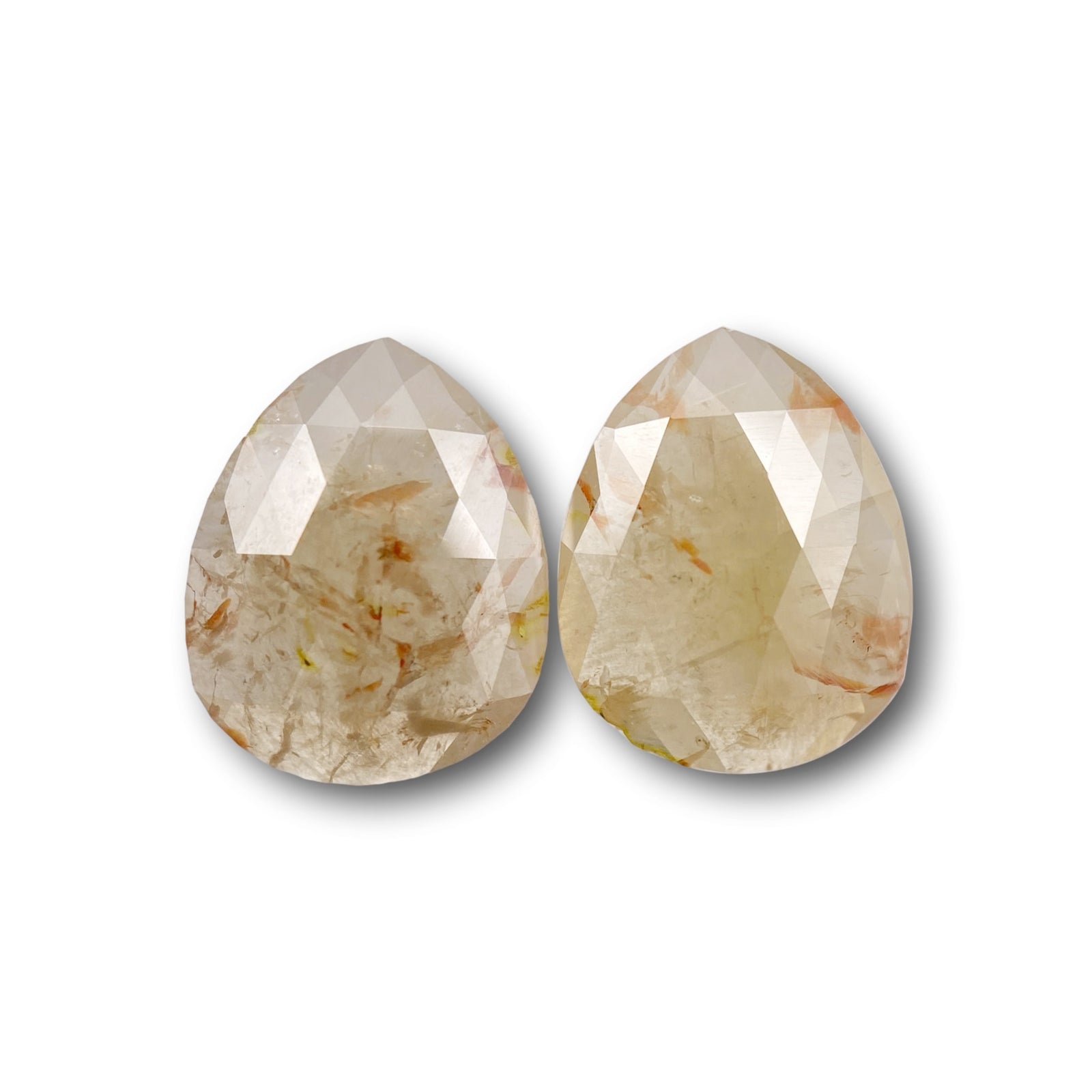 3.28cttw | Salt & Pepper Pear Shape Rose Cut Diamond Matched Pair - Modern Rustic Diamond