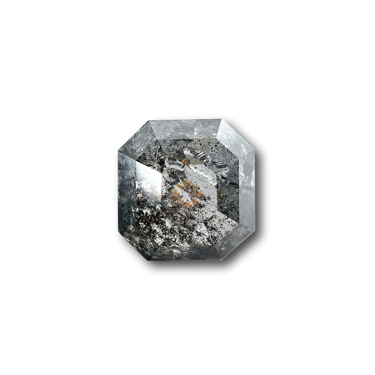 1.61ct | Salt &amp; Pepper Asscher Shape Step Cut Diamond - Modern Rustic Diamond