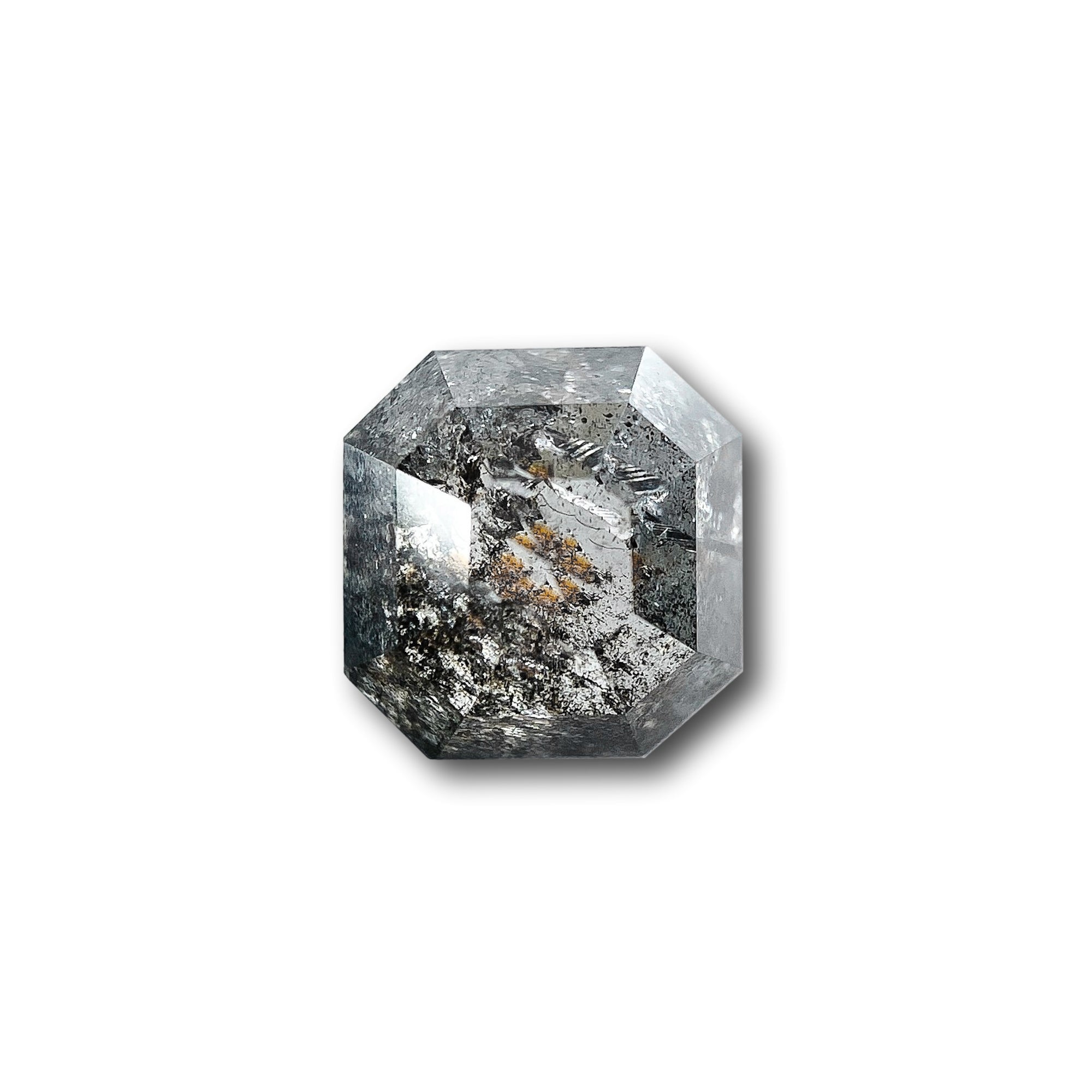 1.61ct | Salt & Pepper Asscher Shape Step Cut Diamond - Modern Rustic Diamond