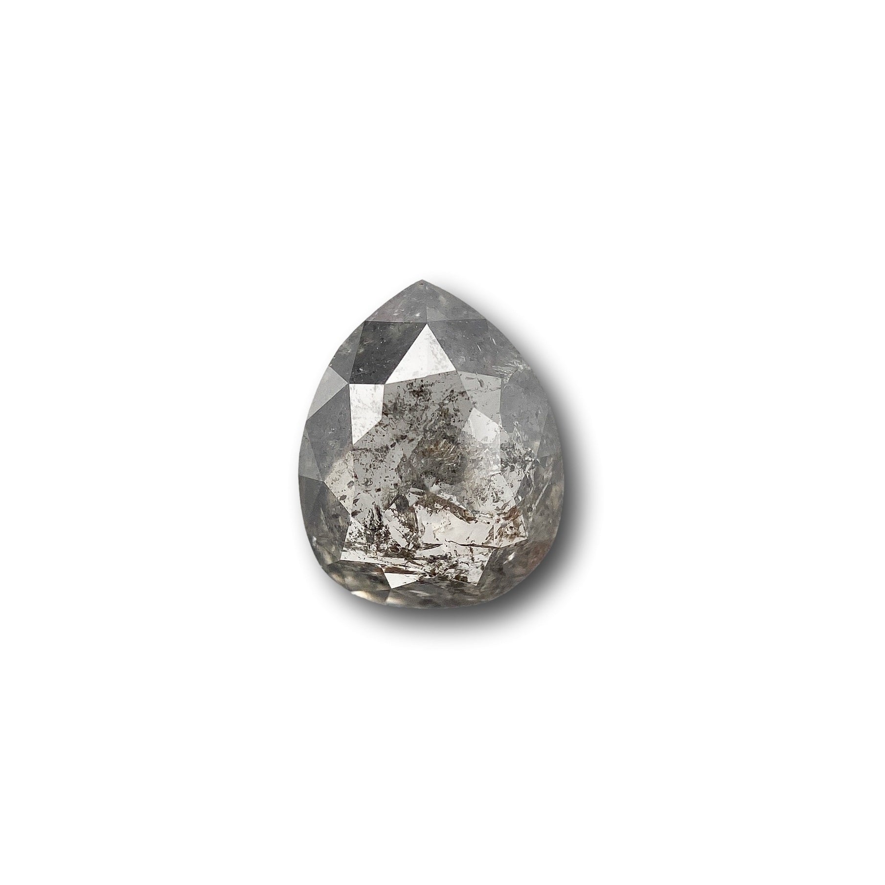 1.16ct | Salt & Pepper Pear Shape Rose Cut Diamond - Modern Rustic Diamond
