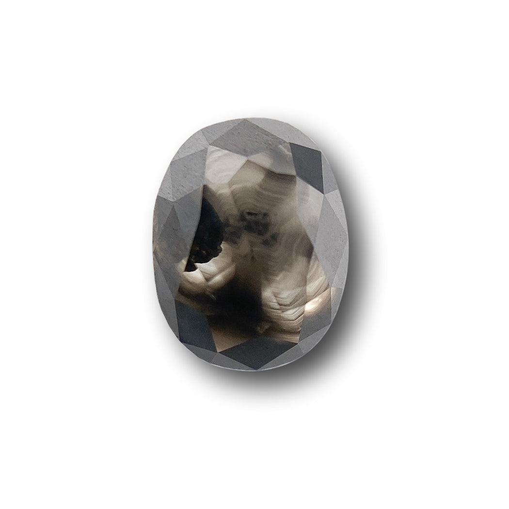 0.85ct | Salt & Pepper Oval Shape Rose Cut Diamond - Modern Rustic Diamond