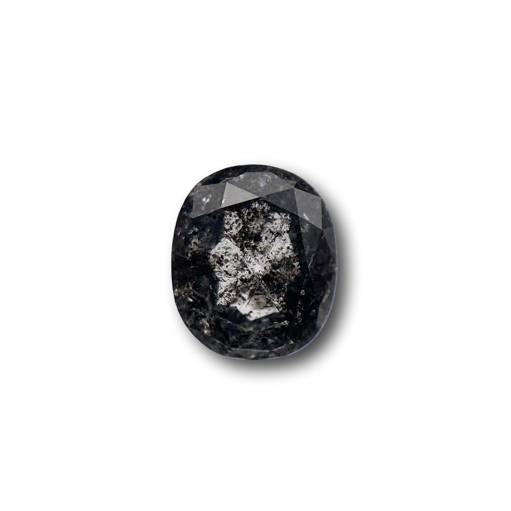 0.89ct | Salt & Pepper Cushion Shape Brilliant Cut Diamond - Modern Rustic Diamond