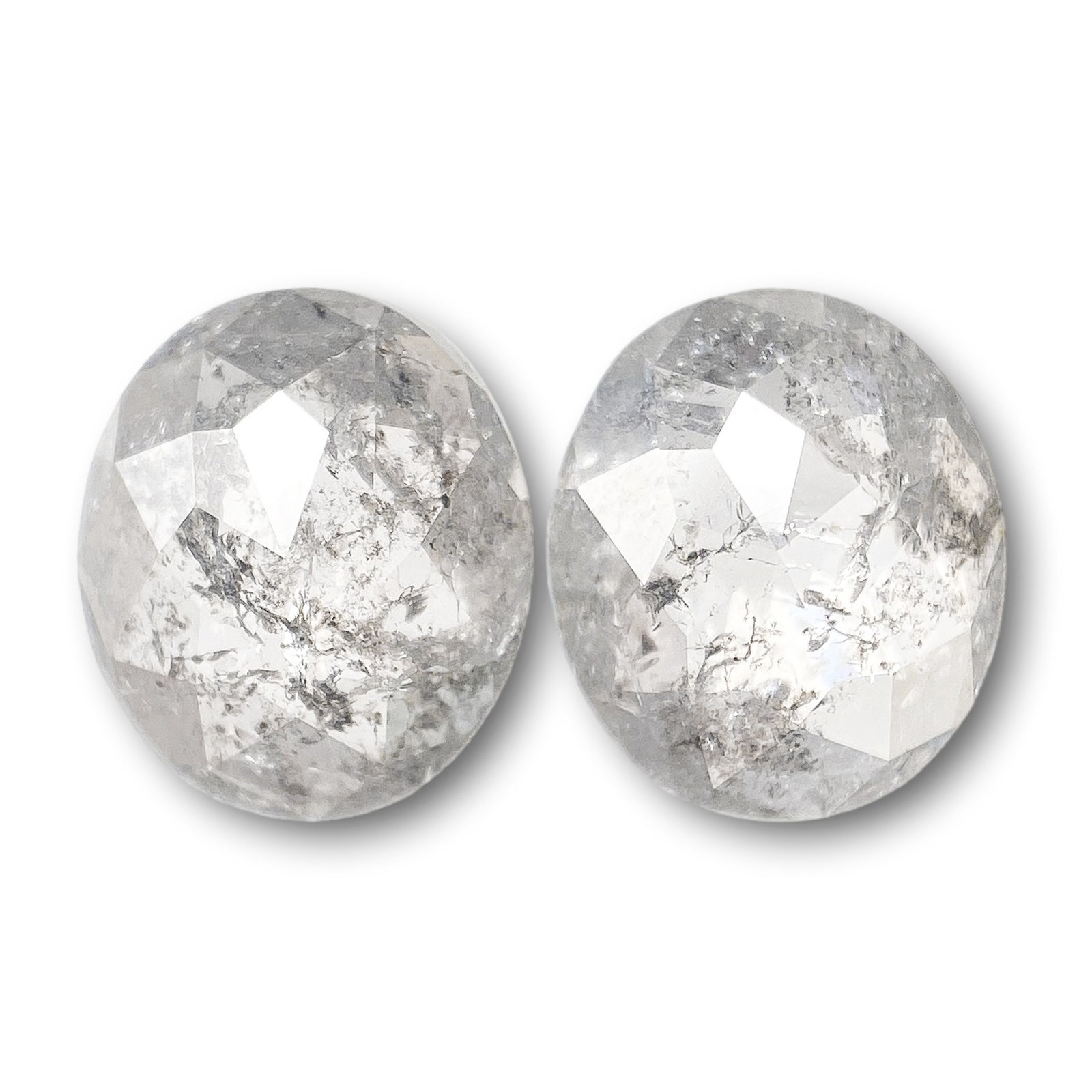 1.59cttw | Rustic Oval Shape Rose Cut Diamond Matched Pair - Modern Rustic Diamond
