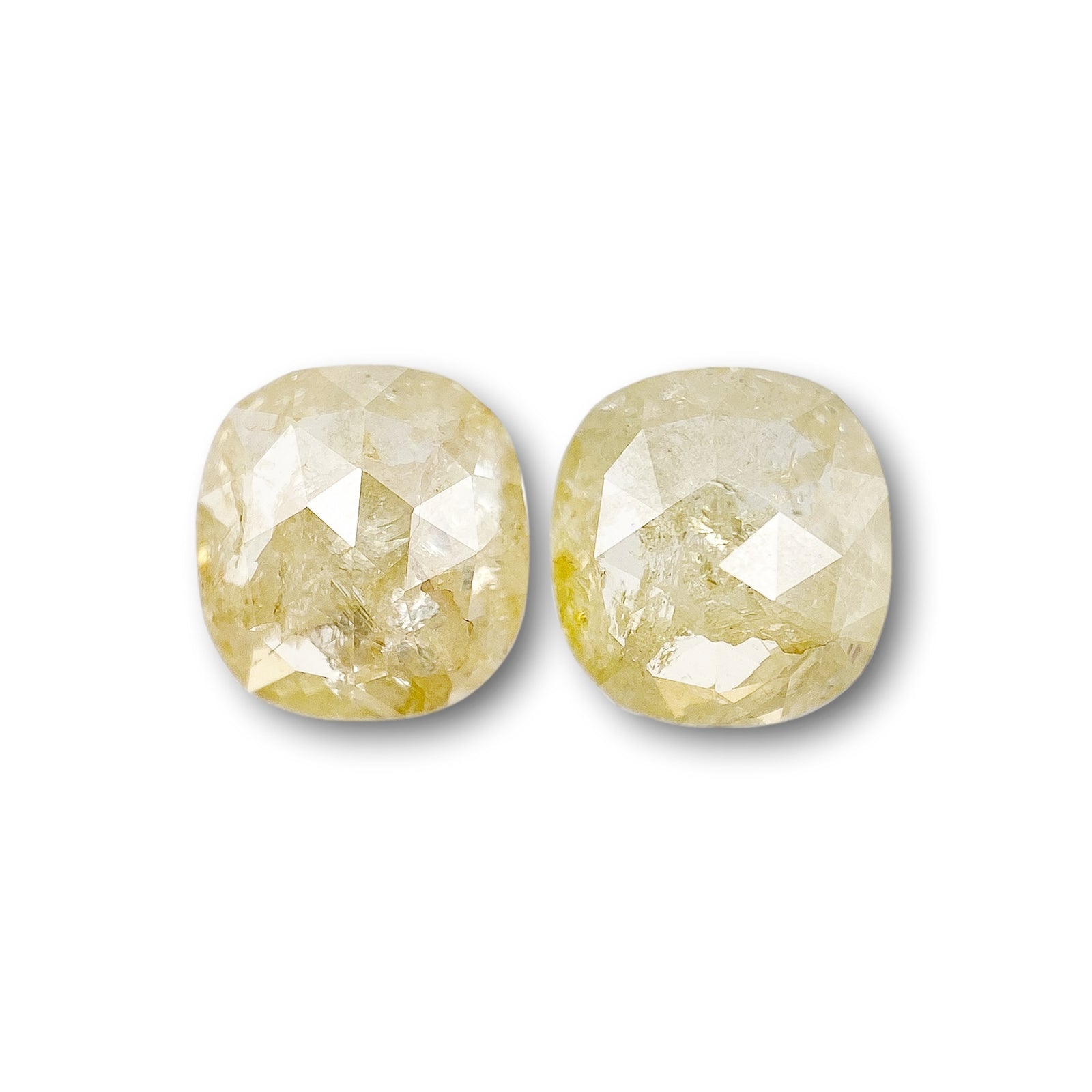 1.62cttw | Rustic  Cushion Shape Rose Cut Diamond Matched Pair - Modern Rustic Diamond