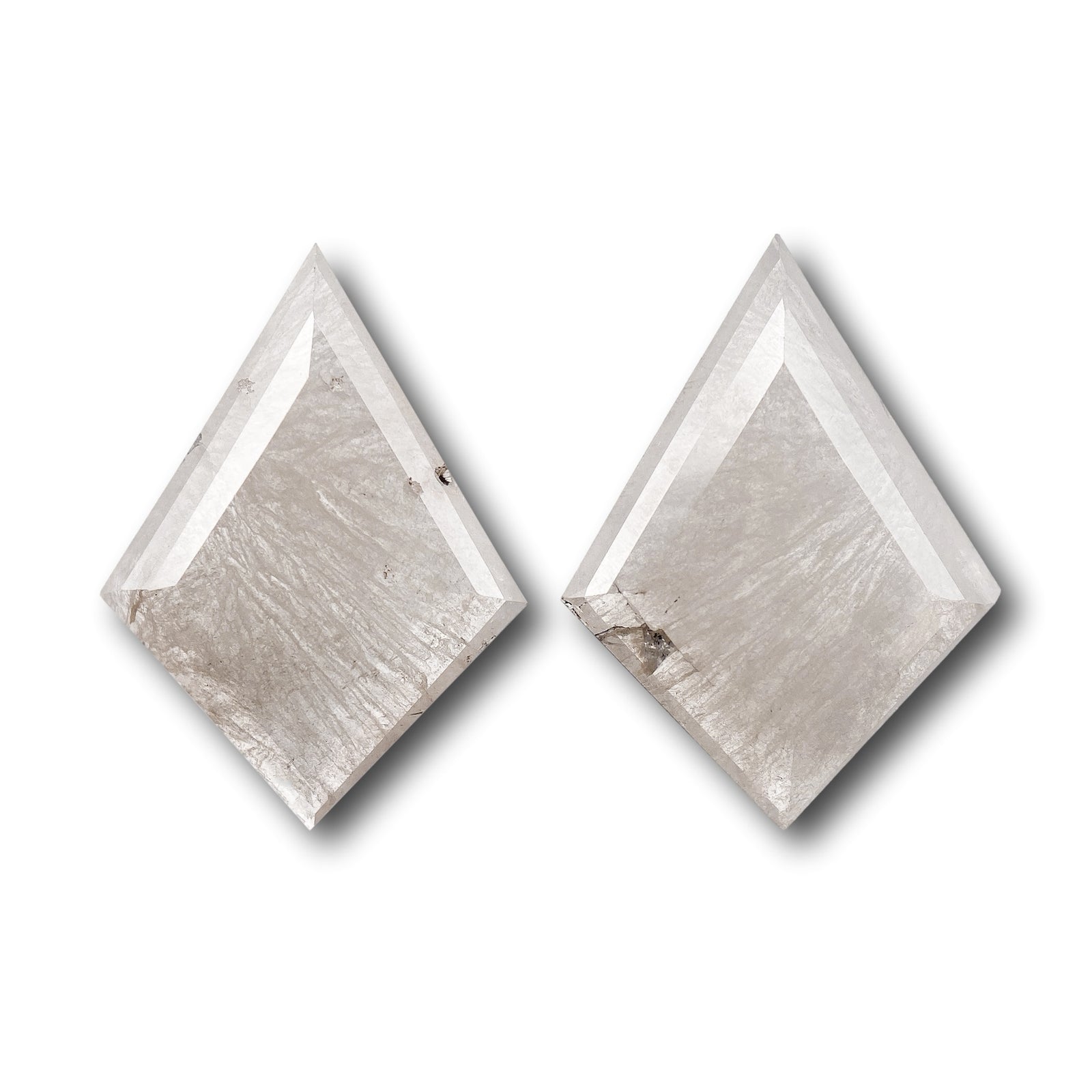 3.77cttw | Rustic  Kite Shape Rose Cut Diamond Matched Pair - Modern Rustic Diamond