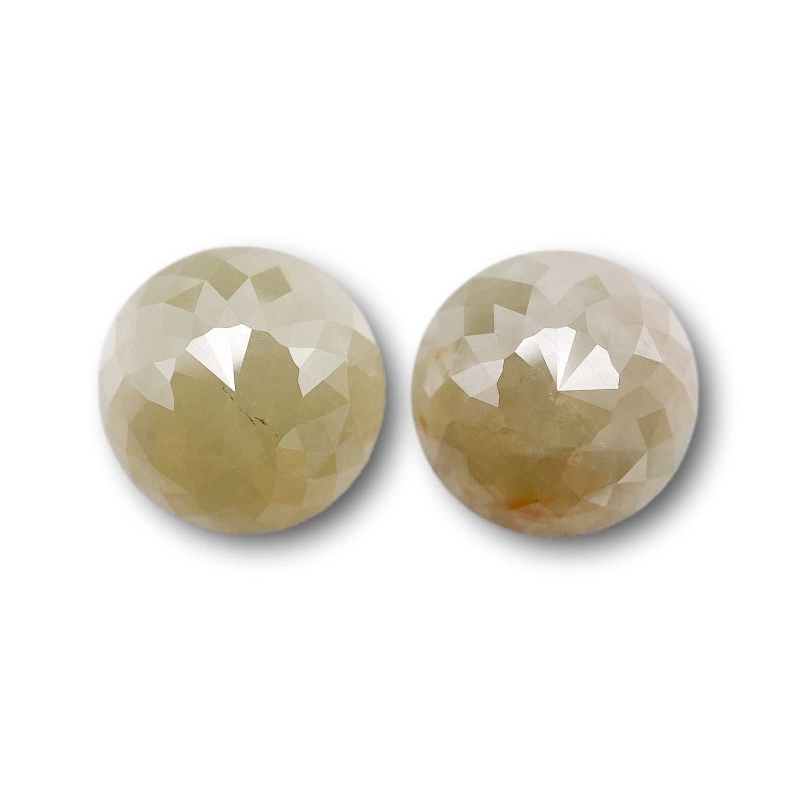 3.67cttw | Salt & Pepper Round Shape Rose Cut Diamond Matched Pair - Modern Rustic Diamond