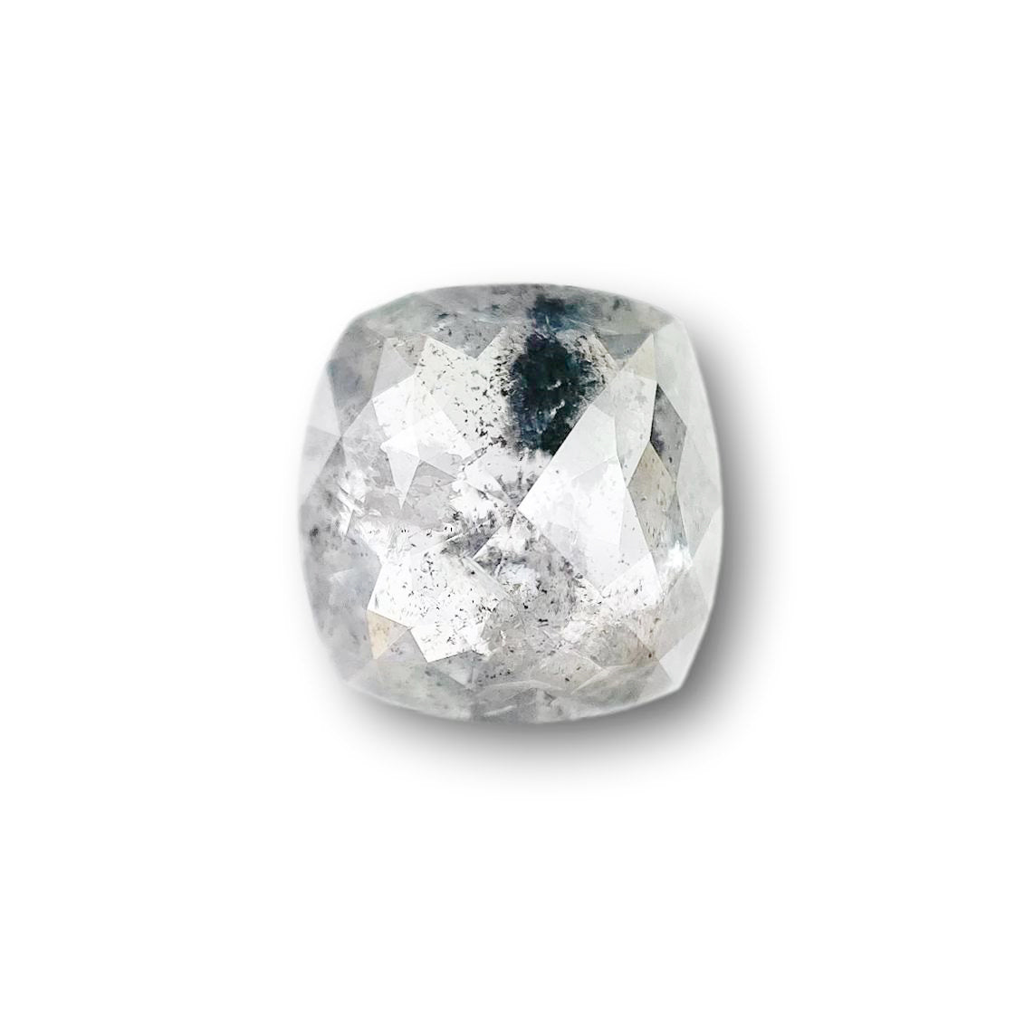 1.80ct | Salt &amp; Pepper Cushion Shape Rose Cut Diamond - Modern Rustic Diamond