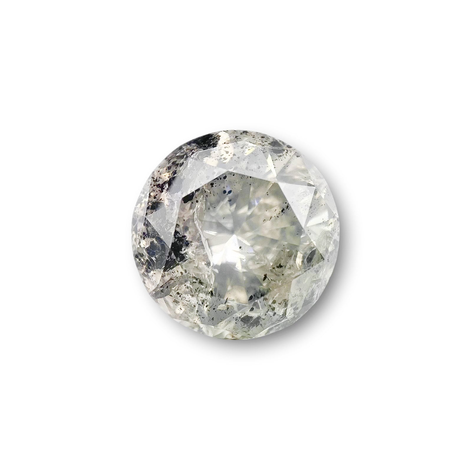5.44ct | Salt & Pepper Round Shape Brilliant Cut Diamond - Modern Rustic Diamond